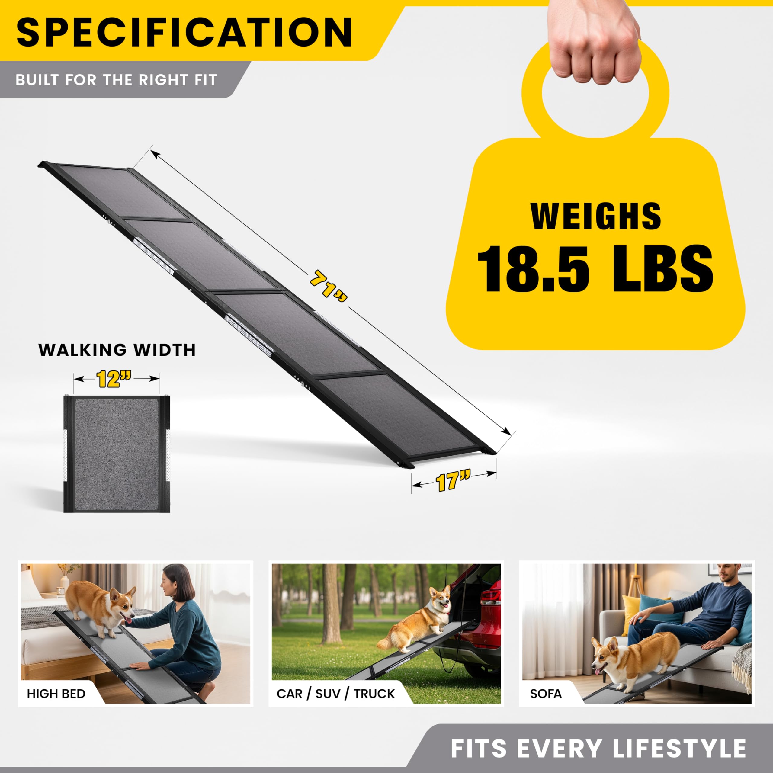 Surface anti-glisse PATHOSIO PETS, traction sécurisée pour chiens lors des montées.