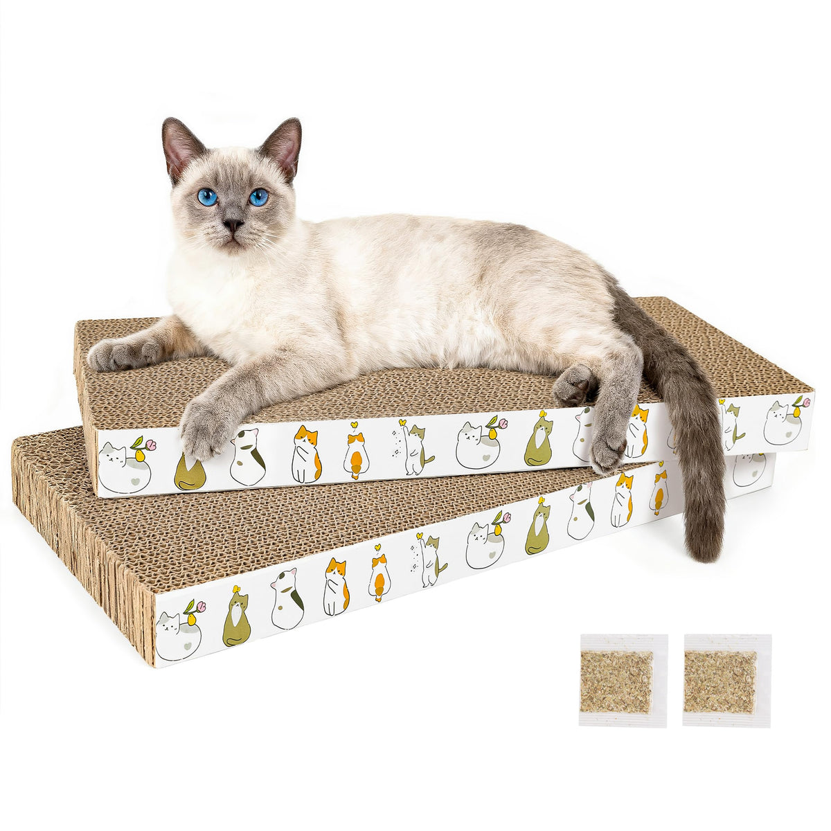 PatiencET lot de 2 tapis-grattoirs en carton pour chats, idéal pour le griffage.