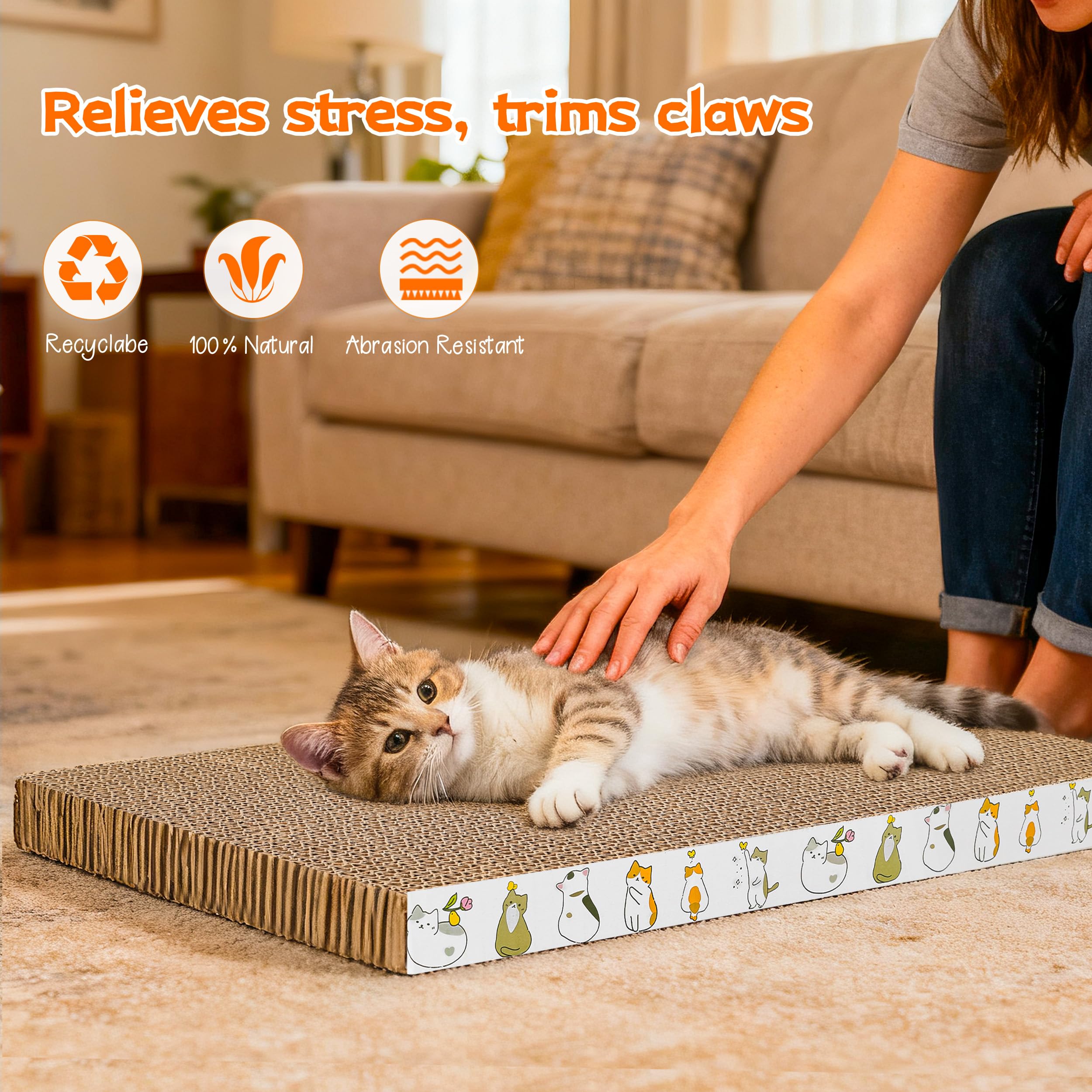 PatiencET lot 4 grattoirs carton, solution économique pour plusieurs chats.
