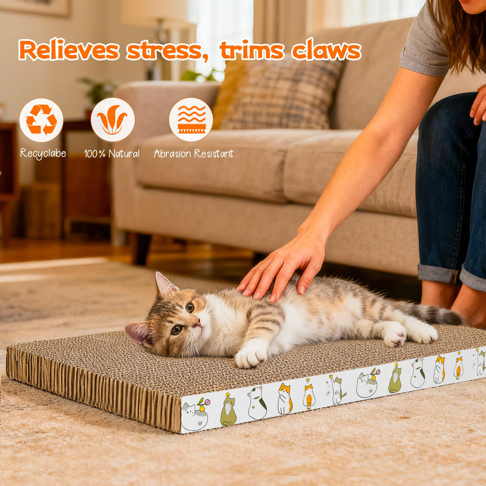 PatiencET lot 4 grattoirs carton, solution économique pour plusieurs chats.