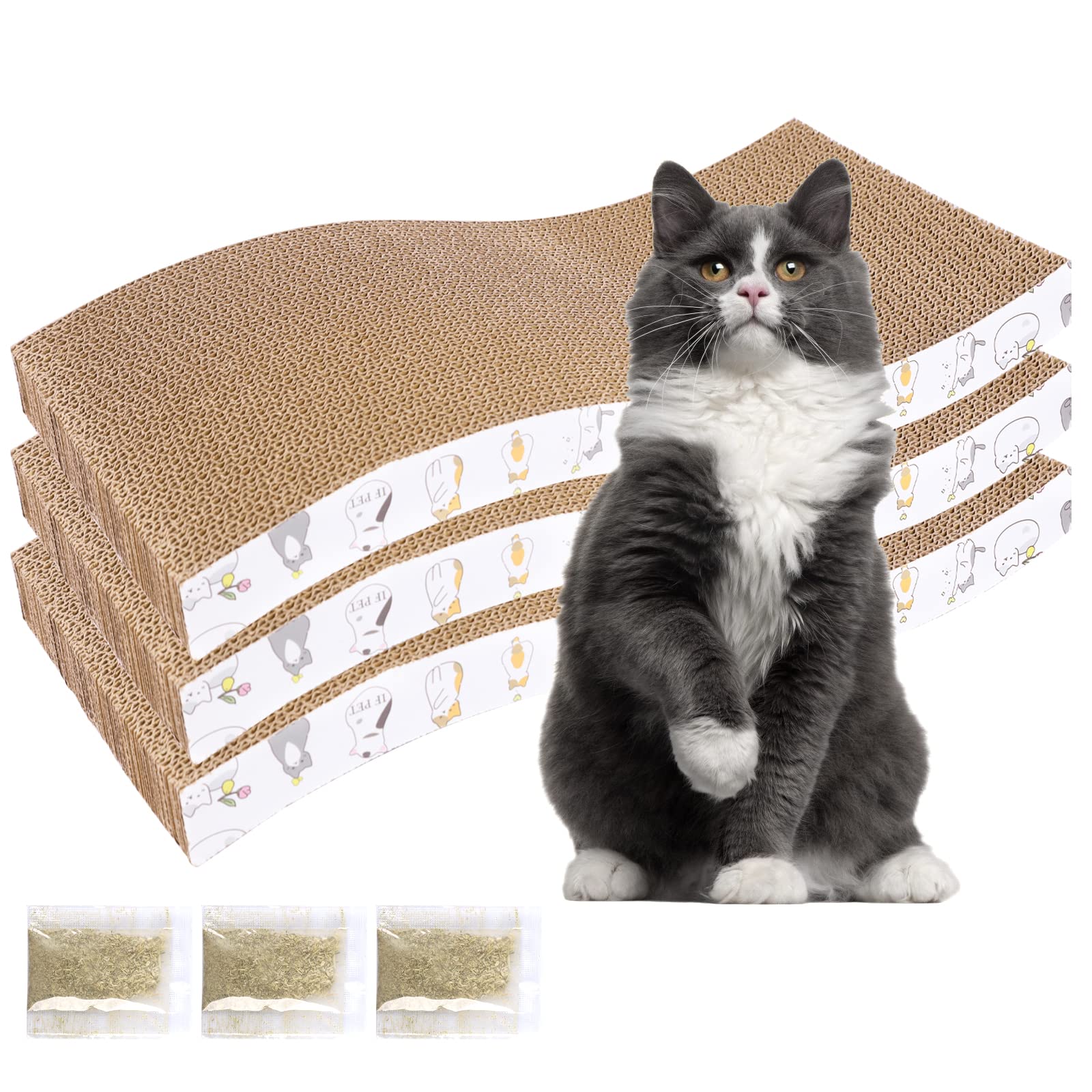 PatiencET triple-pack griffoir-chat carton recyclé, protège les meubles et offre repos confortable.