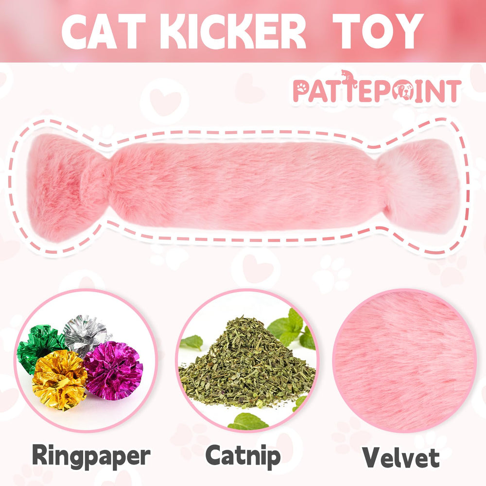 PATTEPOINT jouet-chat-bonbon-kicker-bleu, papier crissant intégré pour stimulation sensorielle sûre.