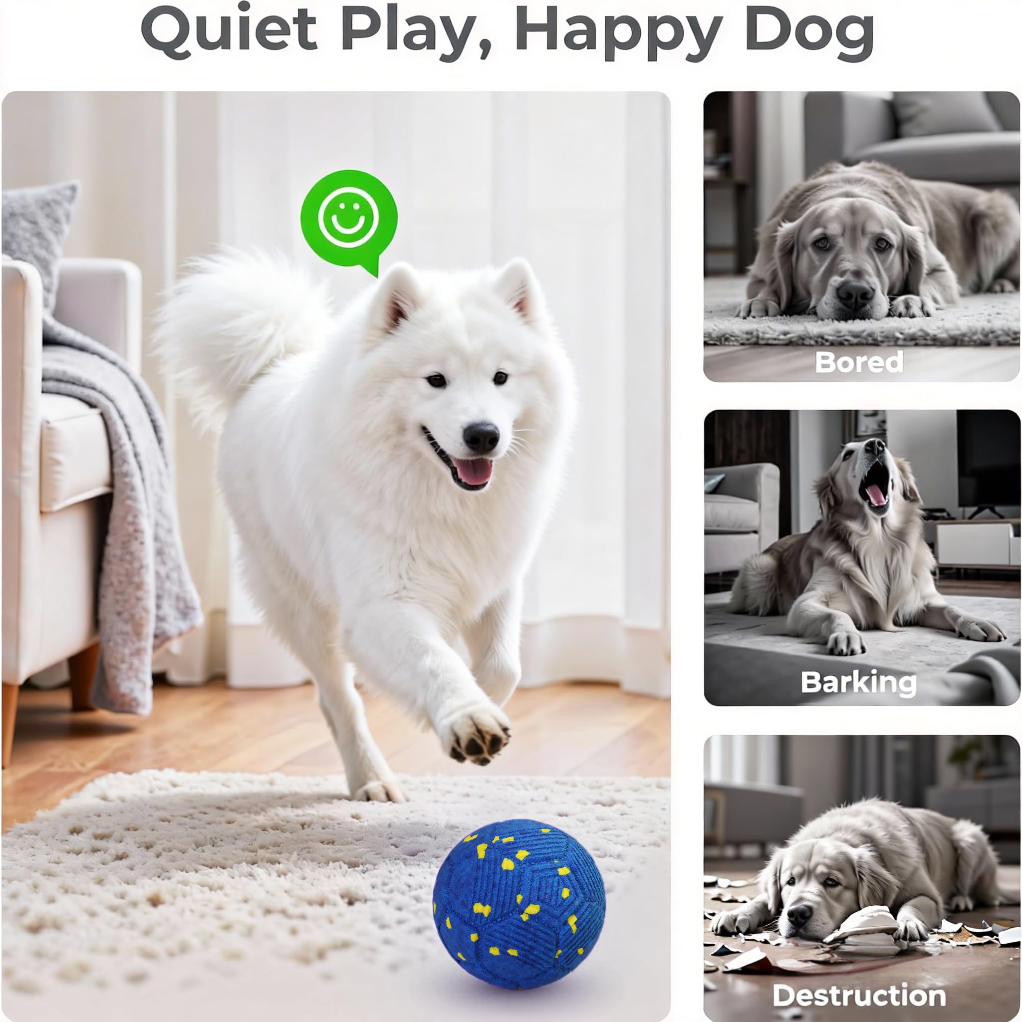 Balle Patzoober mode fou bleue, rebond rapide pour chiens énergiques.