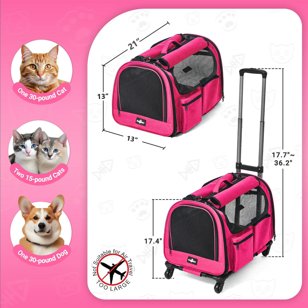 PAW BALLET porte-chien avec roues à 360° pour trajet confortable.