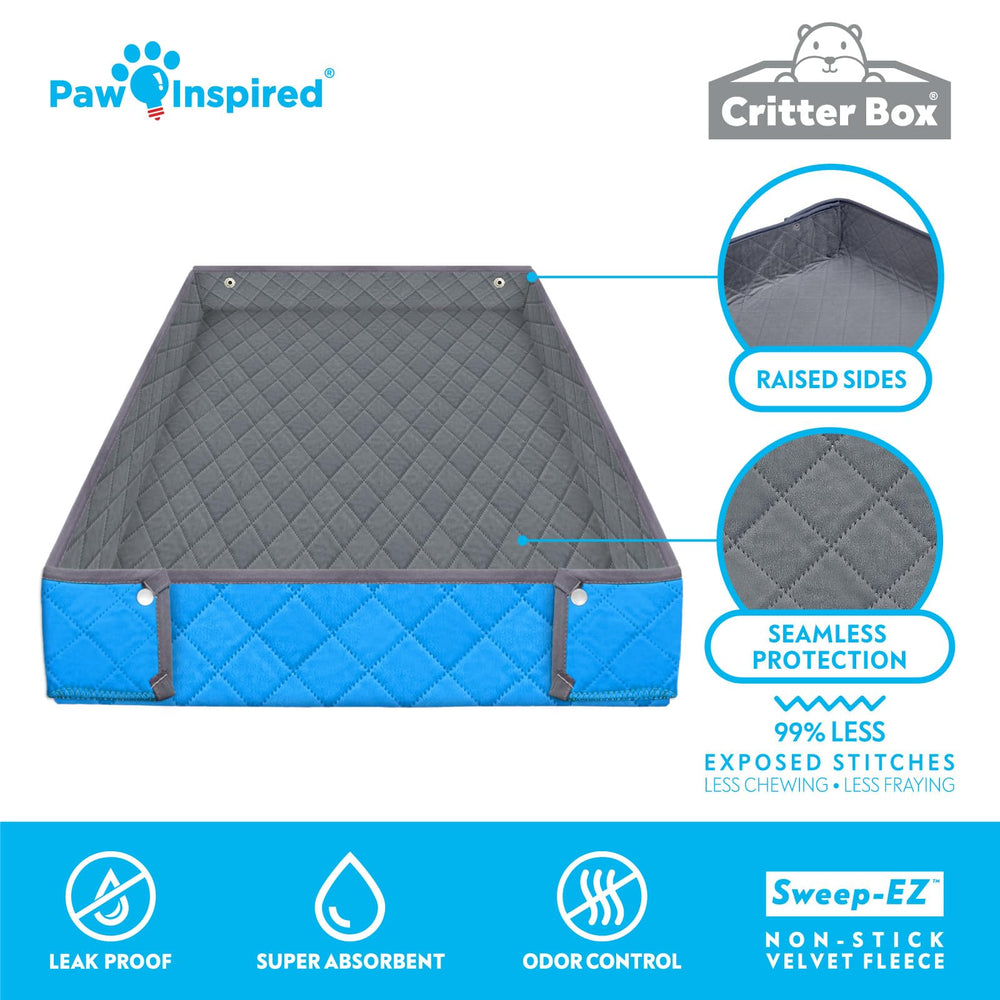 Paw Inspired Critter Box: dimensions 61 x 122 cm, adapté pour cages 2x4 avec grilles de 30 cm.