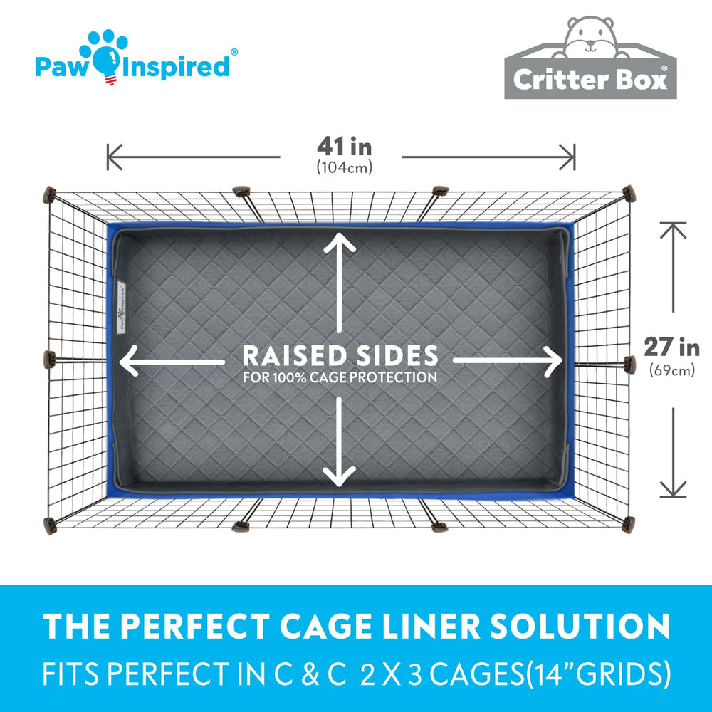 Paw Inspired Critter Box Liner — face réversible gris et vert.