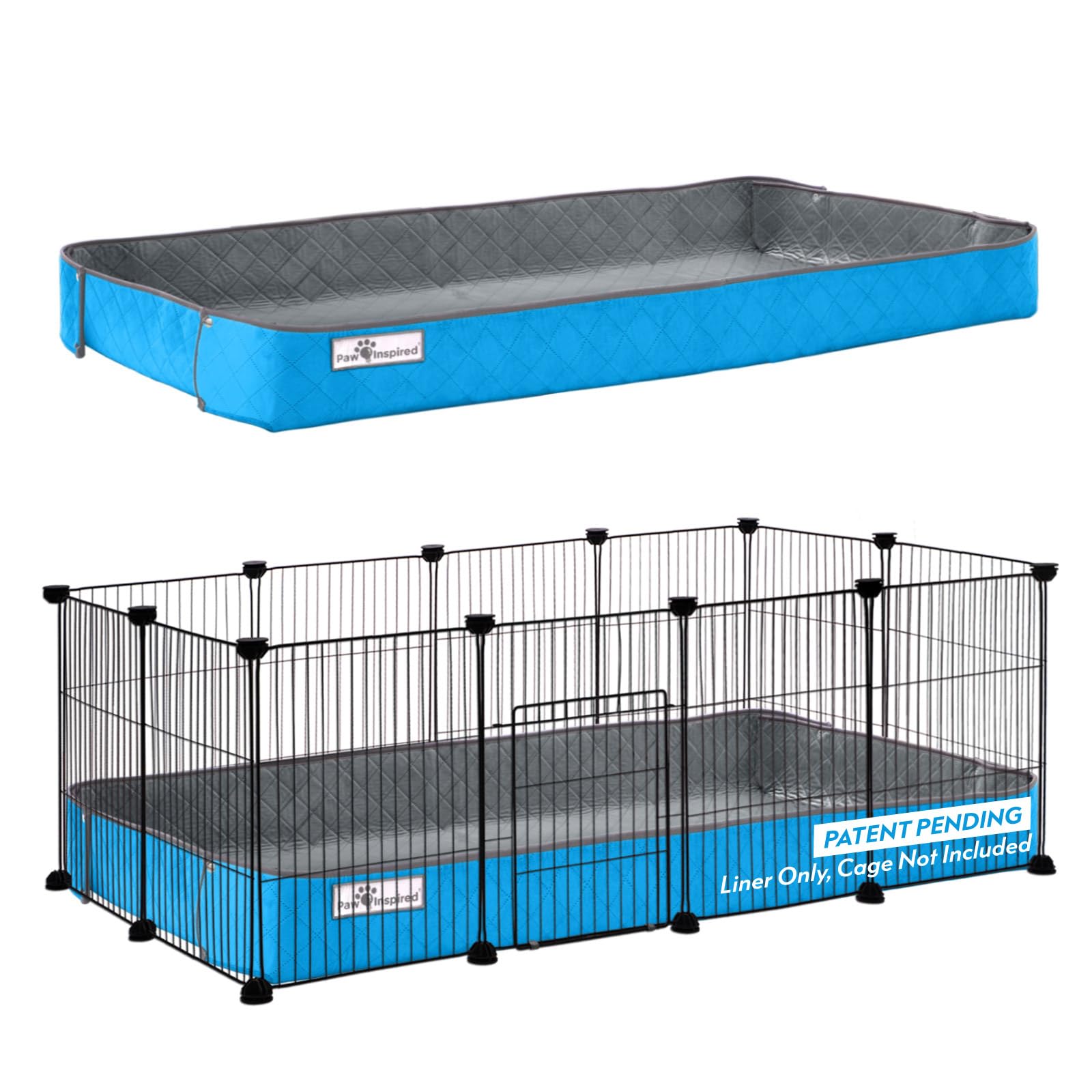 Paw Inspired Critter Box: tapis gris pour cage, protège contre les déversements et facilite le nettoyage.