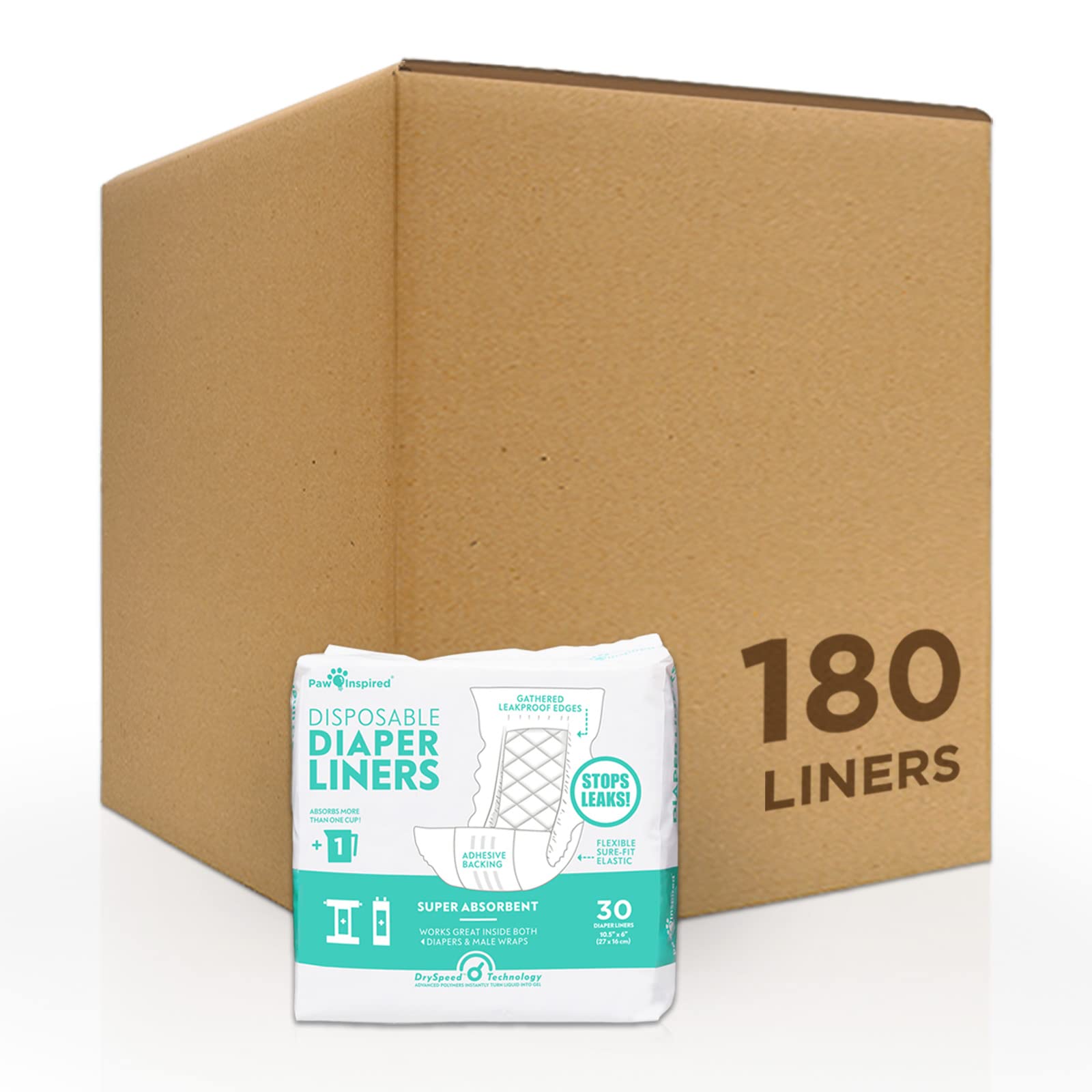 Inserts absorbants Paw Inspired dans leur emballage, pratique et hygiénique.
