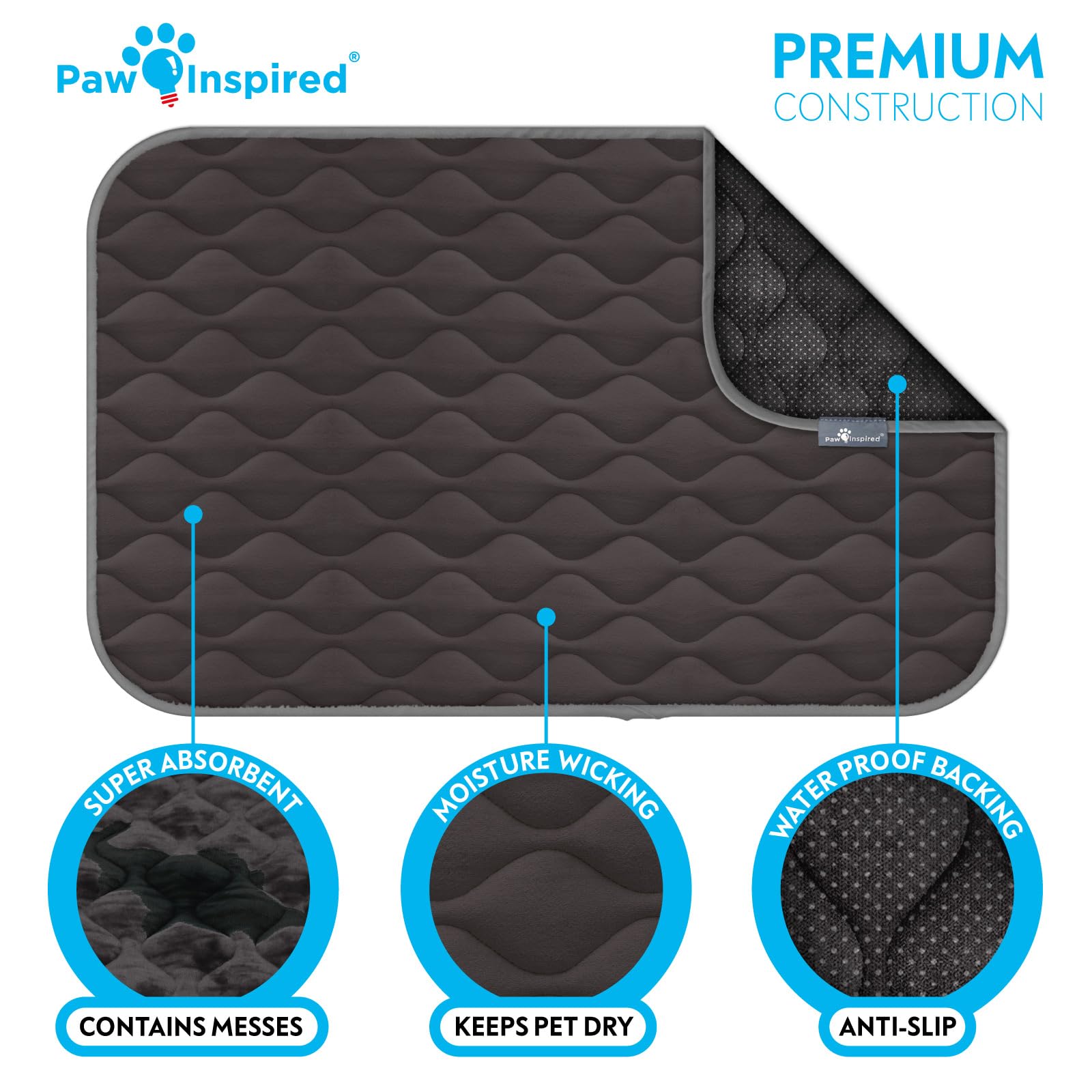 Paw Inspired Lavable en machine gris, entretien simplifié.