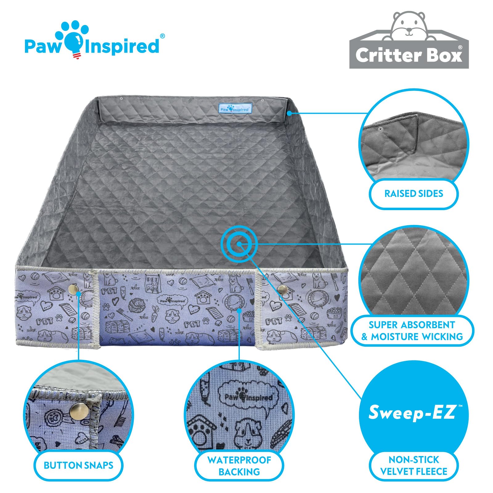 Paw Inspired revêtement cage adapté aux cages 24x47 pouces.