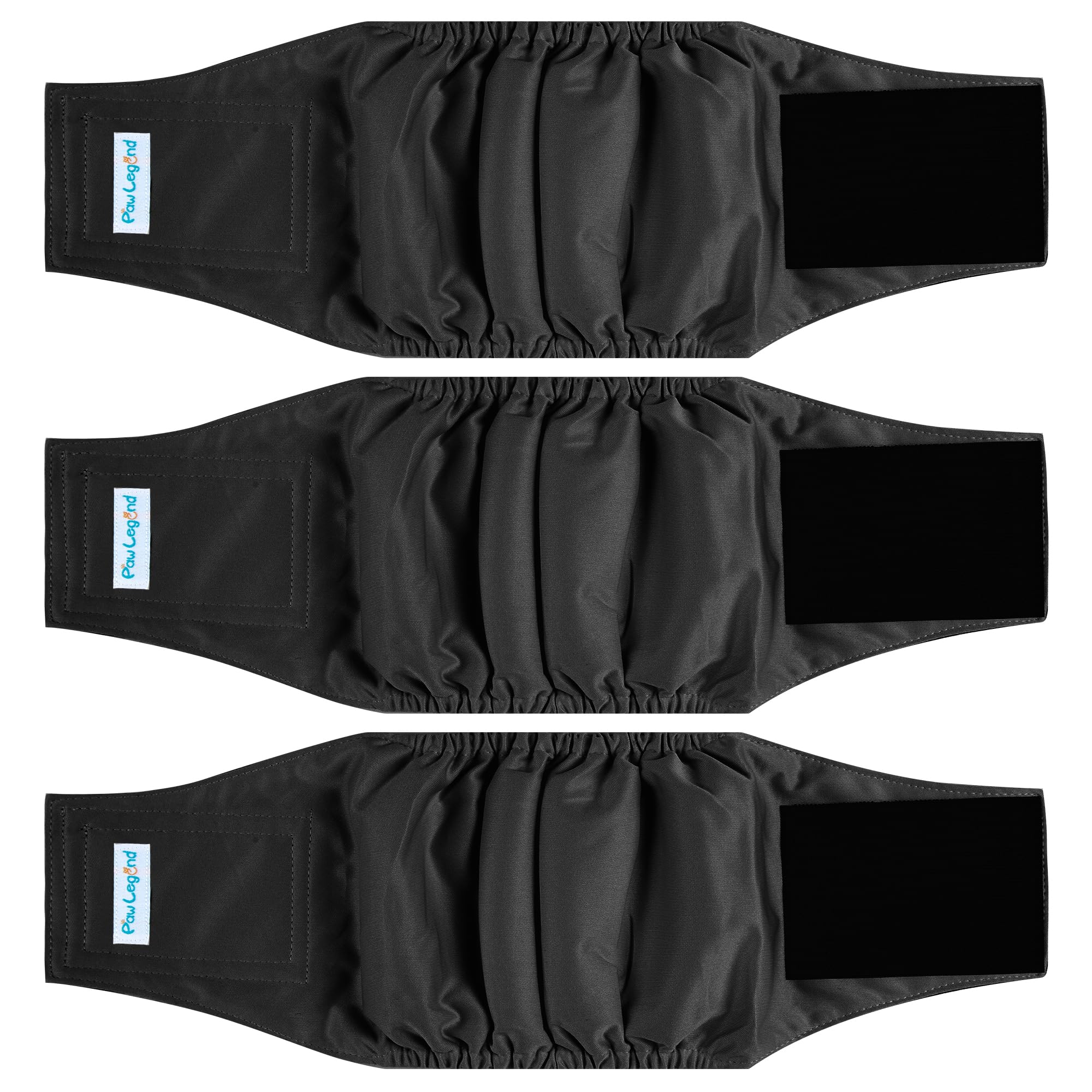 Paw Legend – bande ventrale pour chien mâle noir en lot de 3, pratique au quotidien.