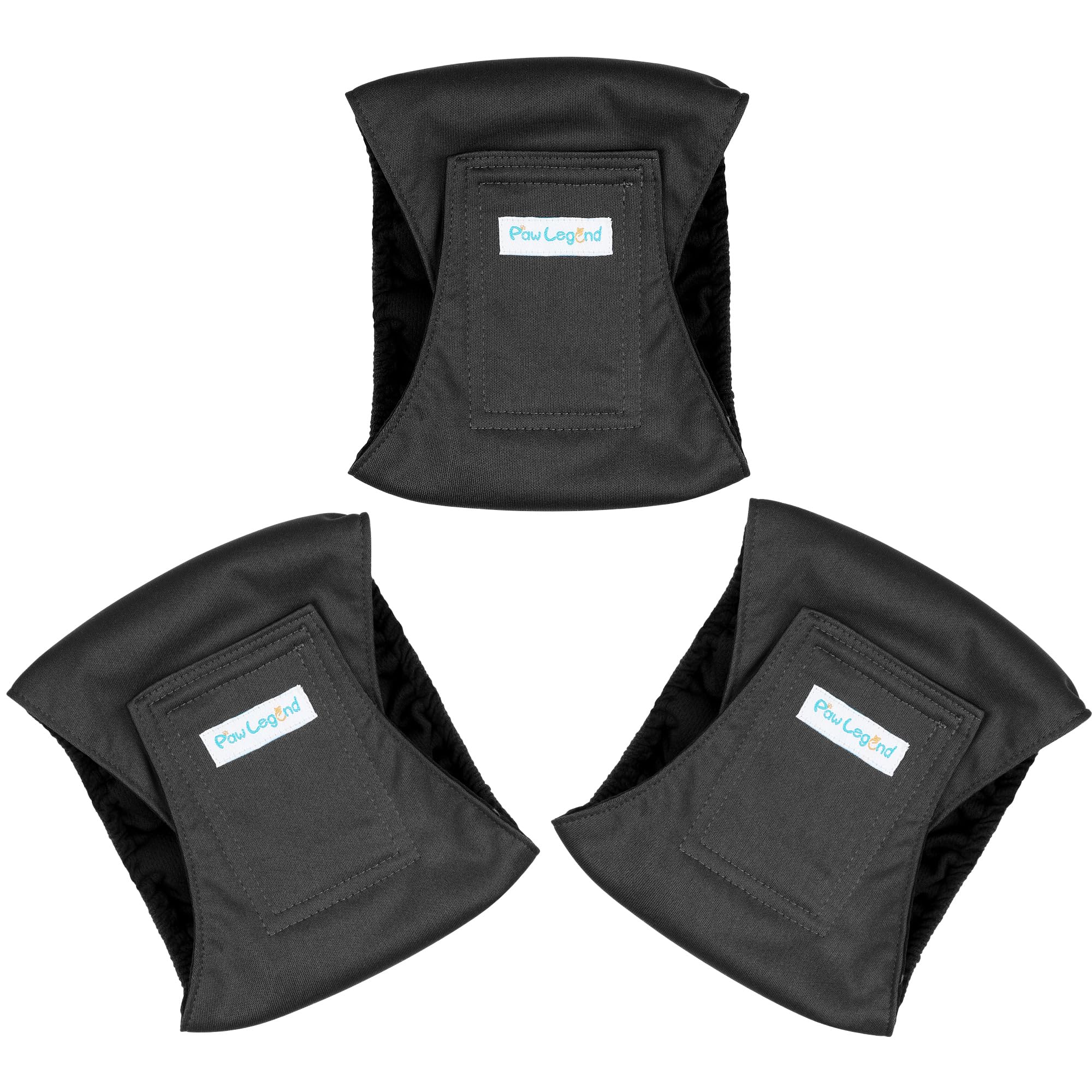 Paw Legend bande ventrale lavable noire, ajustement rapide grâce au crochet et boucle.