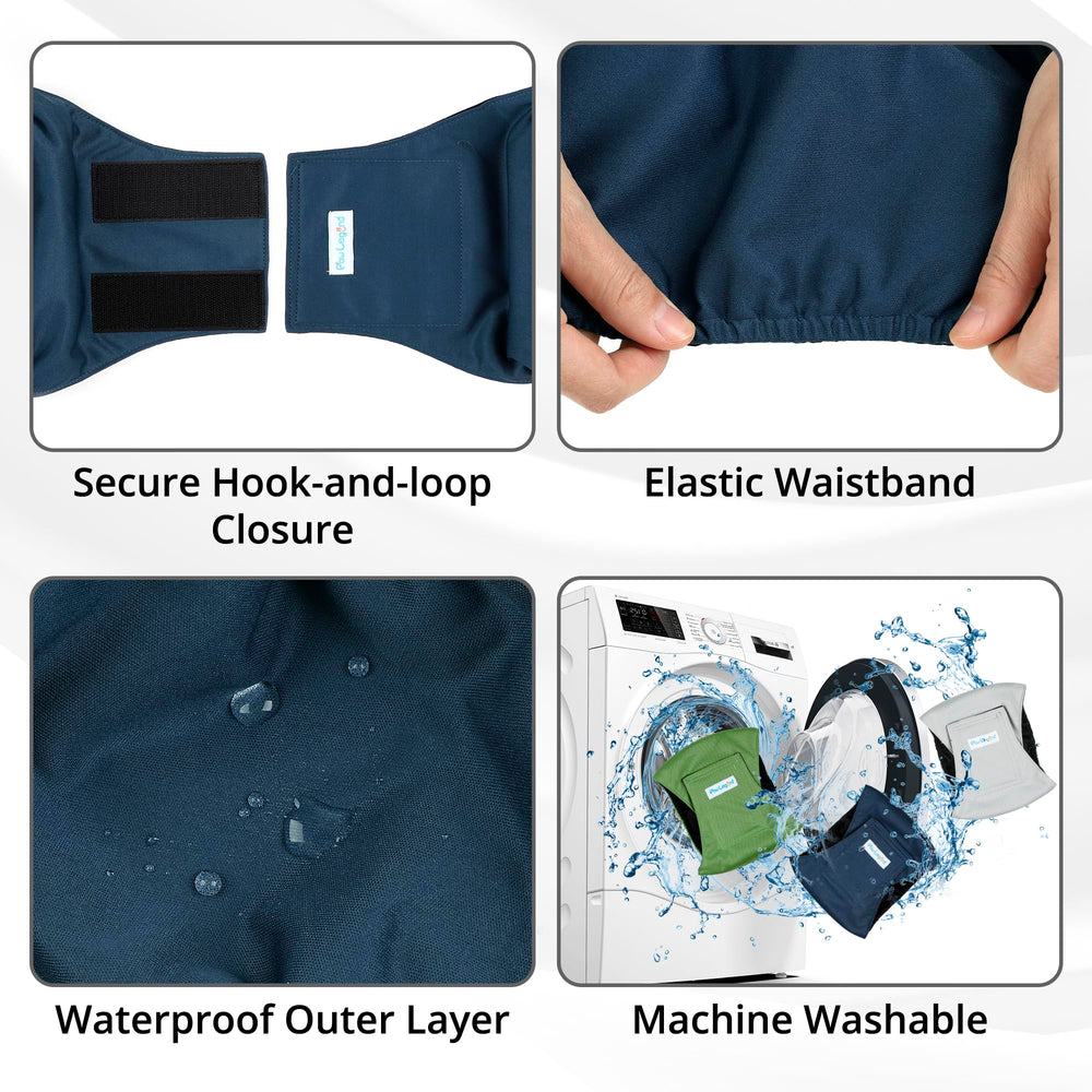 Bandes abdominales Paw Legend Bleu marine: protection contre les fuites à la maison.