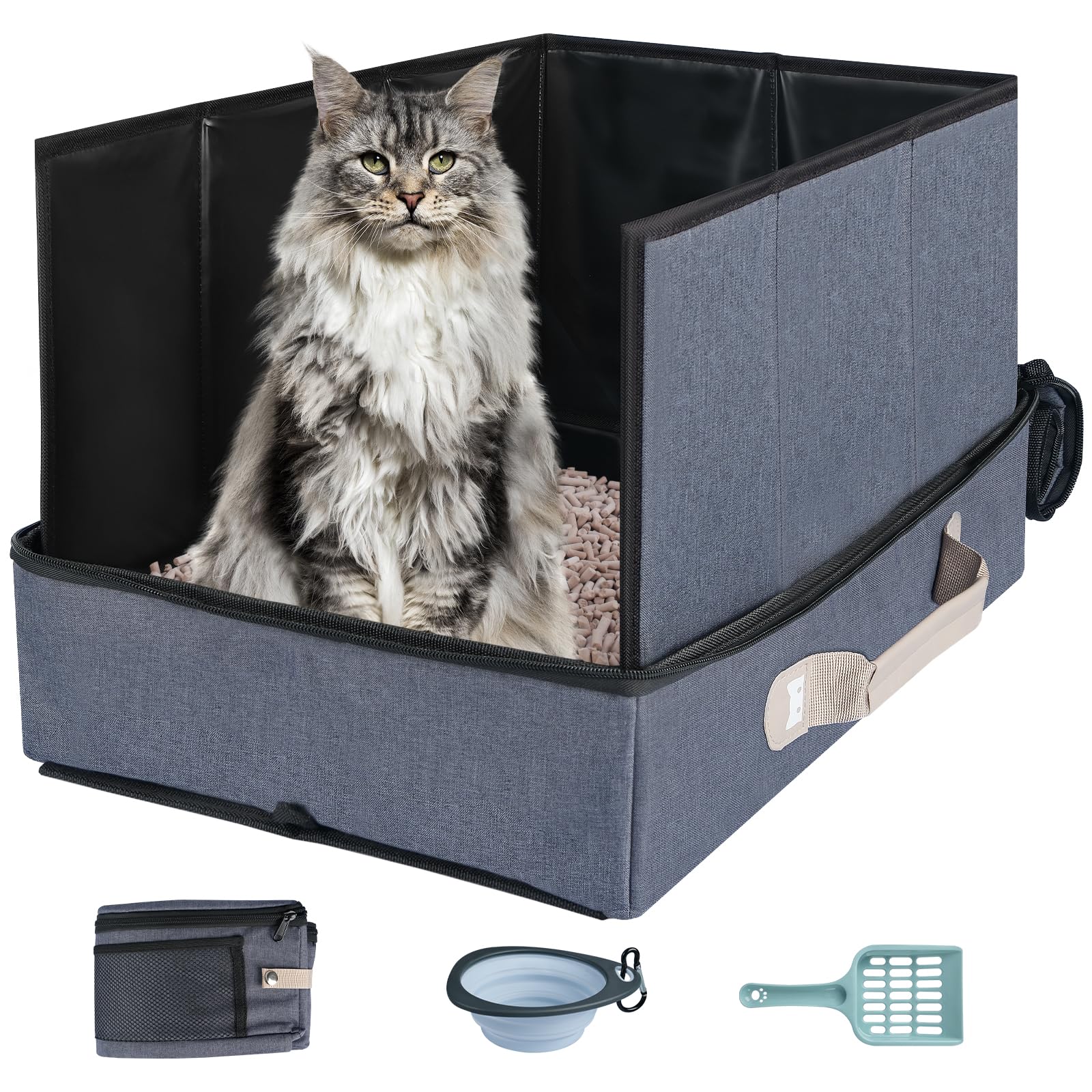 Paw Libero boîte-litière voyage avec parois hautes pour propreté
