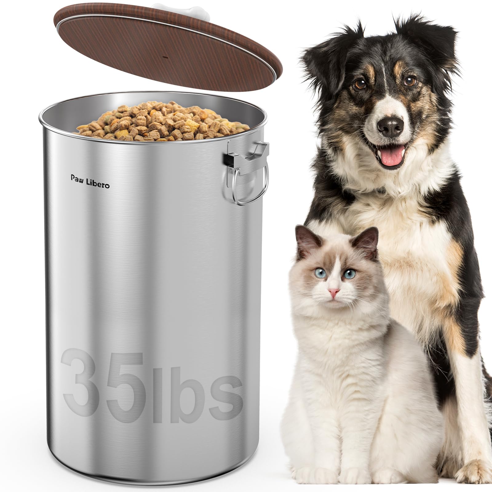 Paw Libero Conteneur Nourriture Chiens et Chats 16 kg, garde fraîcheur.