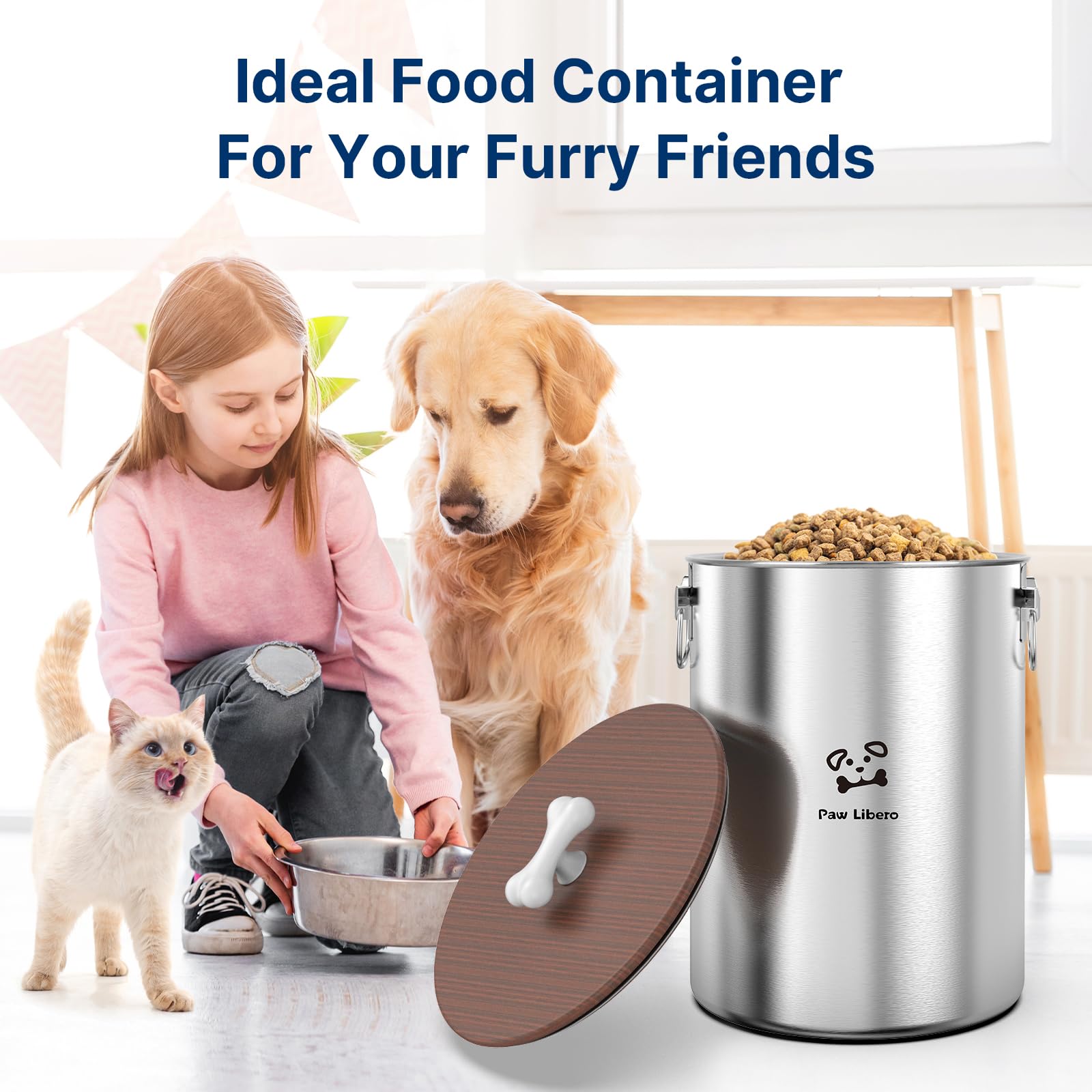 Paw Libero – Utilisation polyvalente pour aliments secs, graines et céréales.