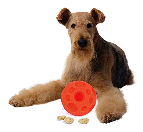 PAW PRINT Tricky Treat Ball Grand: sécurité meuble, bouge sans marquer et reste visible.