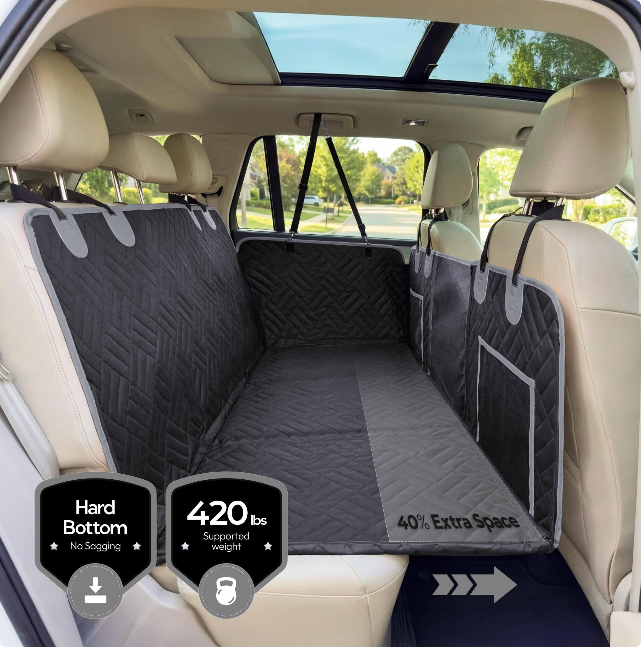 Paw Reserve extendeur siege-arriere chien-xl, espace supplémentaire pour s'allonger.