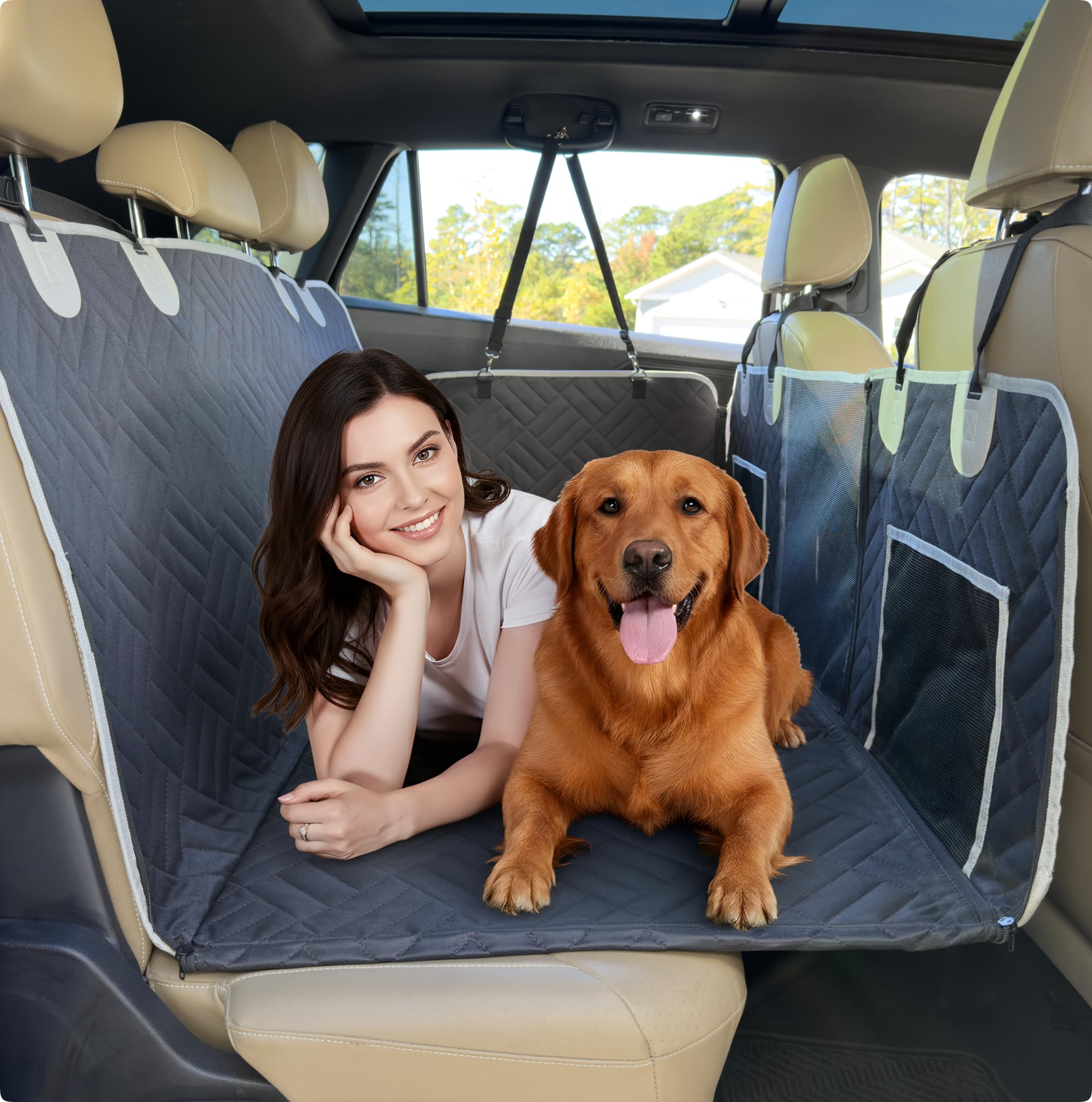 Paw Reserve housse siege-arriere hamac chien xl plat, surface stable pour trajet confortable.