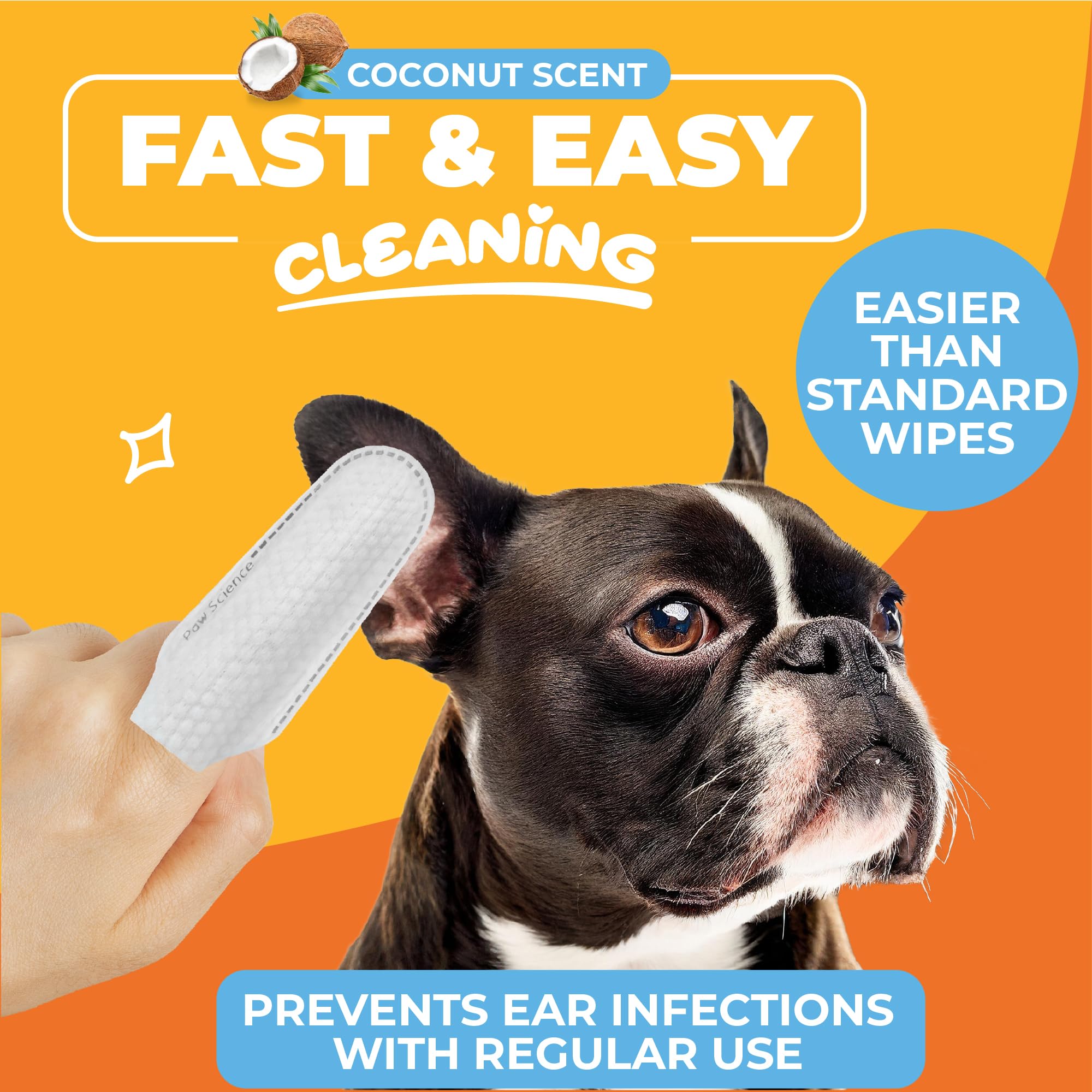 Lingettes Paw Science – application facile sur les oreilles.