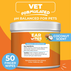 Lingettes Paw Science – confort des oreilles pour chiens et chats.