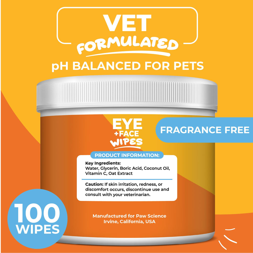 Ingrédients vet-formulés Paw Science, formule sûre pour les yeux sensibles.