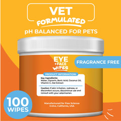Ingrédients vet-formulés Paw Science, formule sûre pour les yeux sensibles.