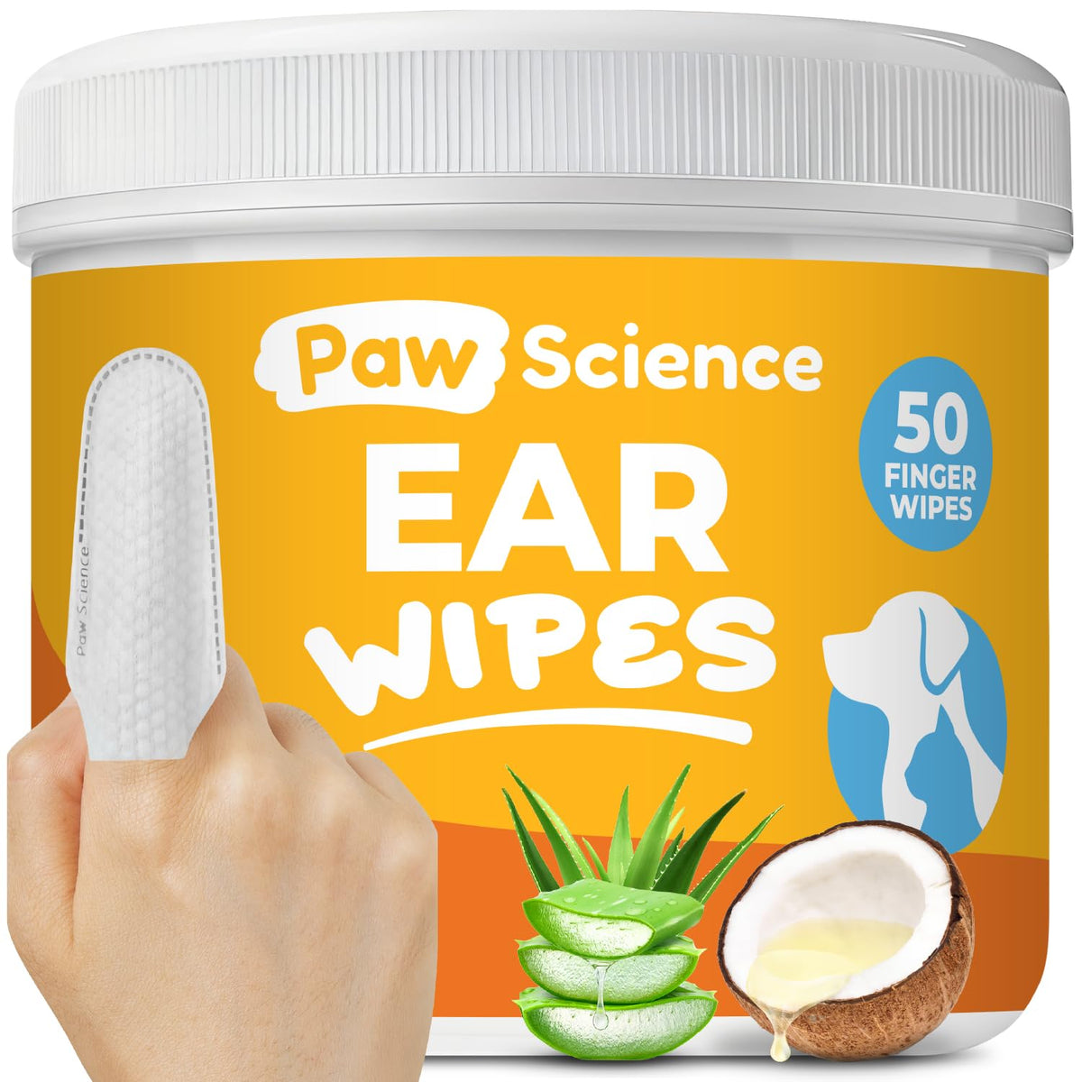 Lingettes Paw Science – nettoyage en douceur des oreilles pour chiens et chats.