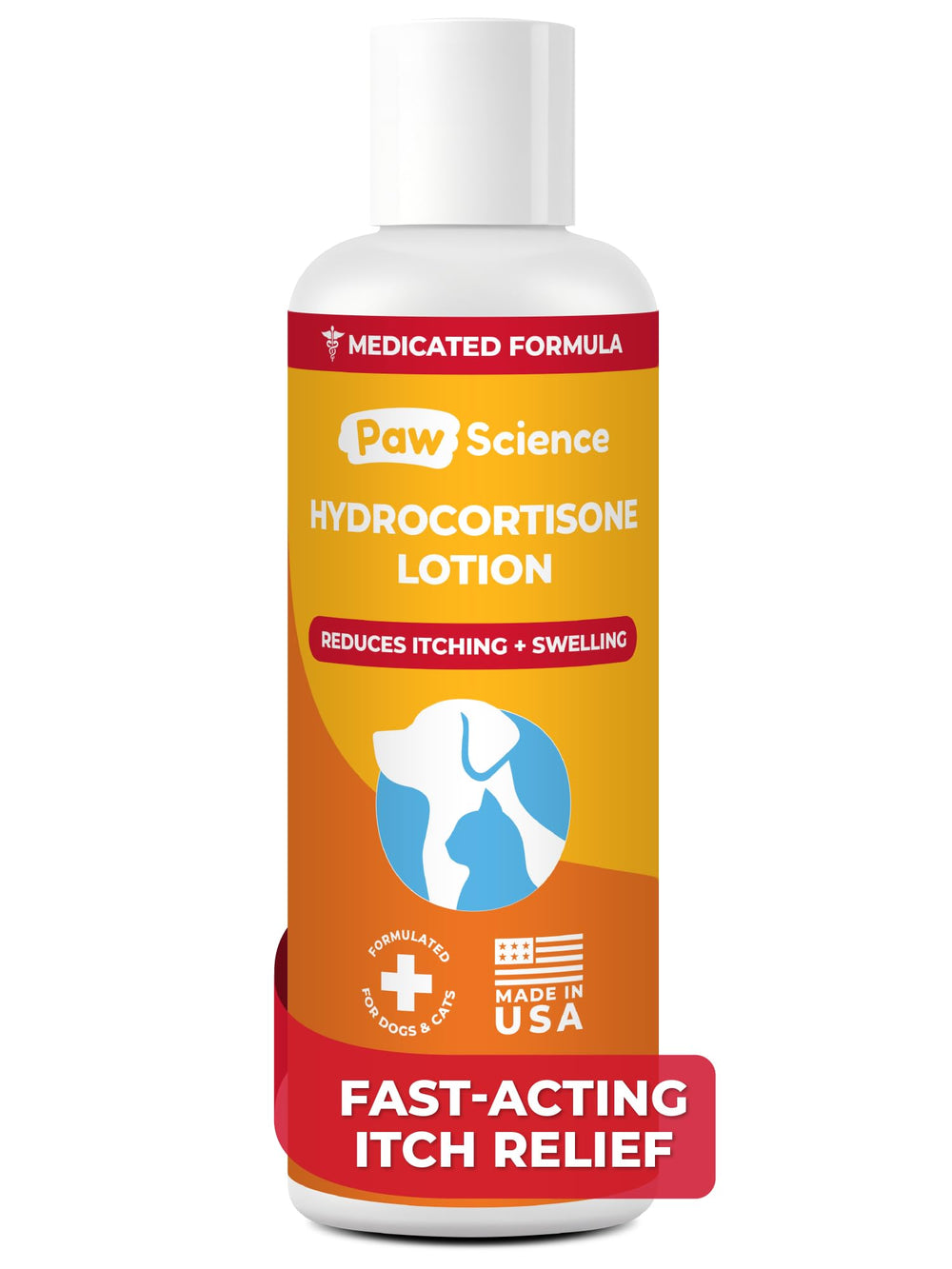 Paw Science lotion hydrocortisone anti-démangeaisons – bouteille prête à l’emploi.