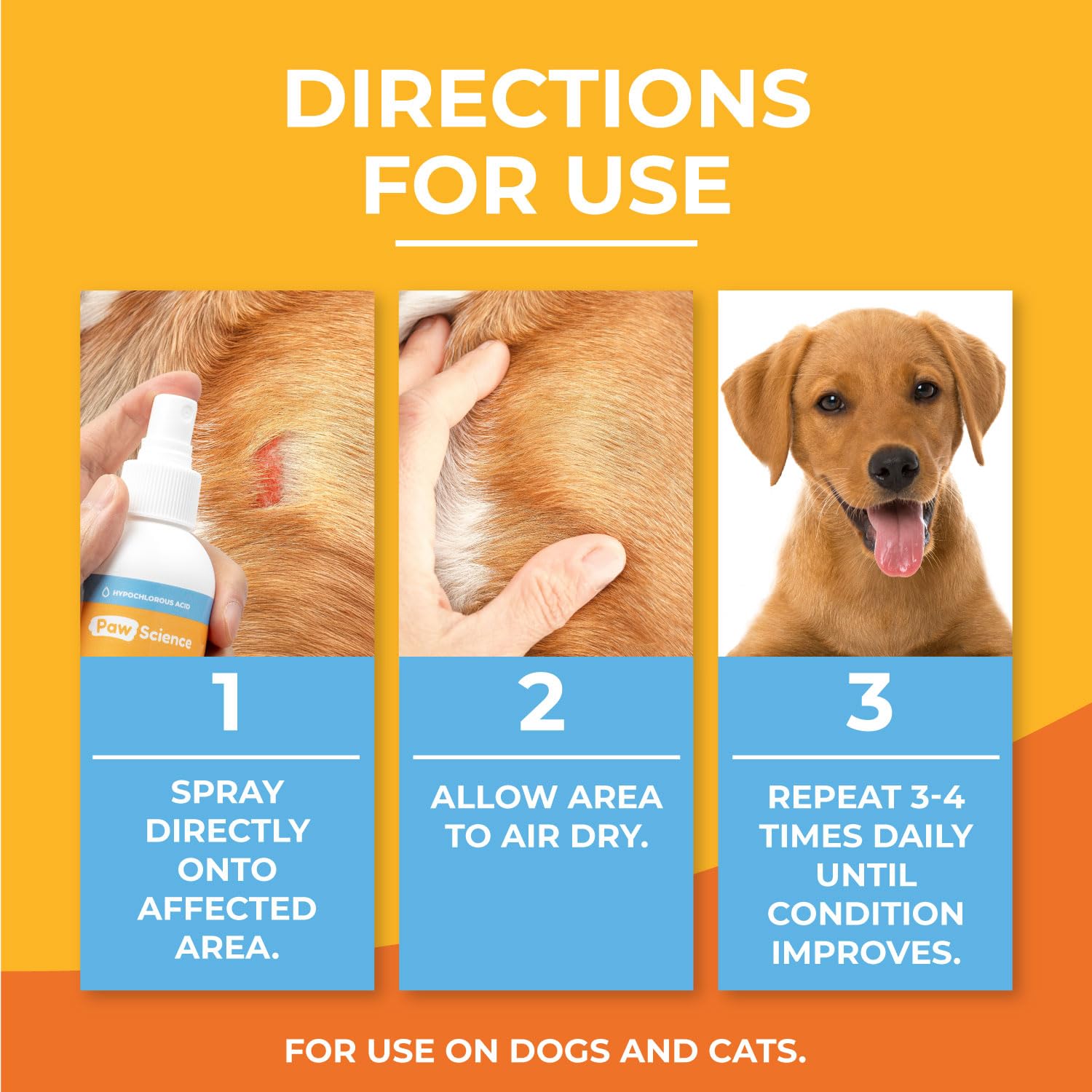 Paw Science Spray fabriqué aux États-Unis: produit fiable pour chiens et chats.