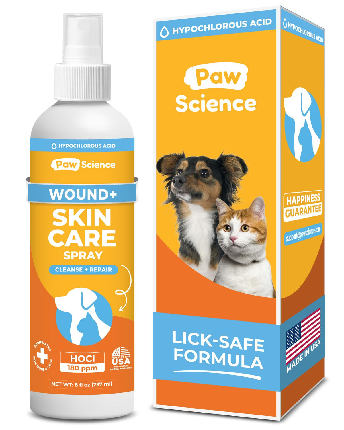 Paw Science Spray appliqué sur peau et plaies pour soutien antiseptique.