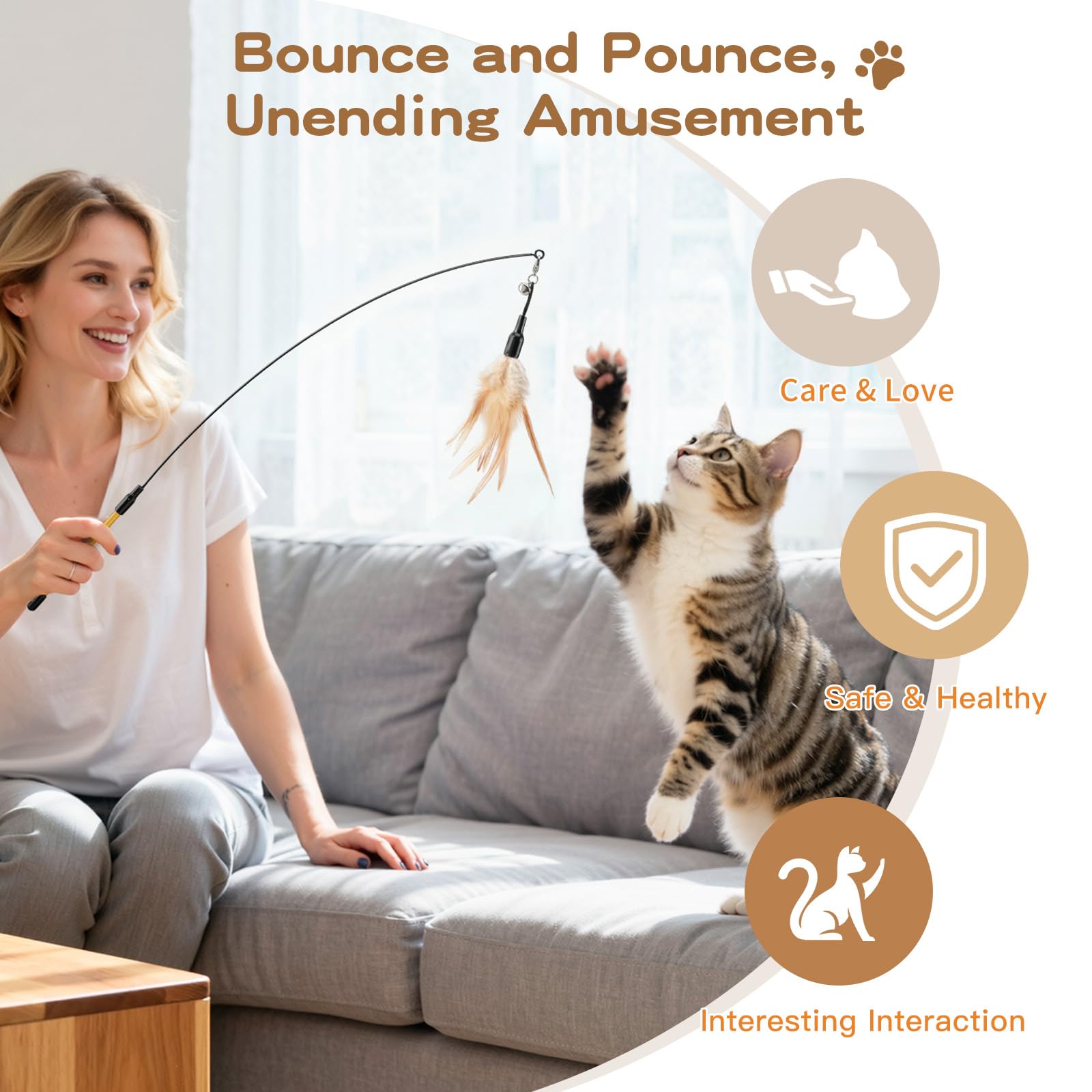 Bâton long Pawaboo de 34,5 pouces en brun, portée étendue pour le jeu.