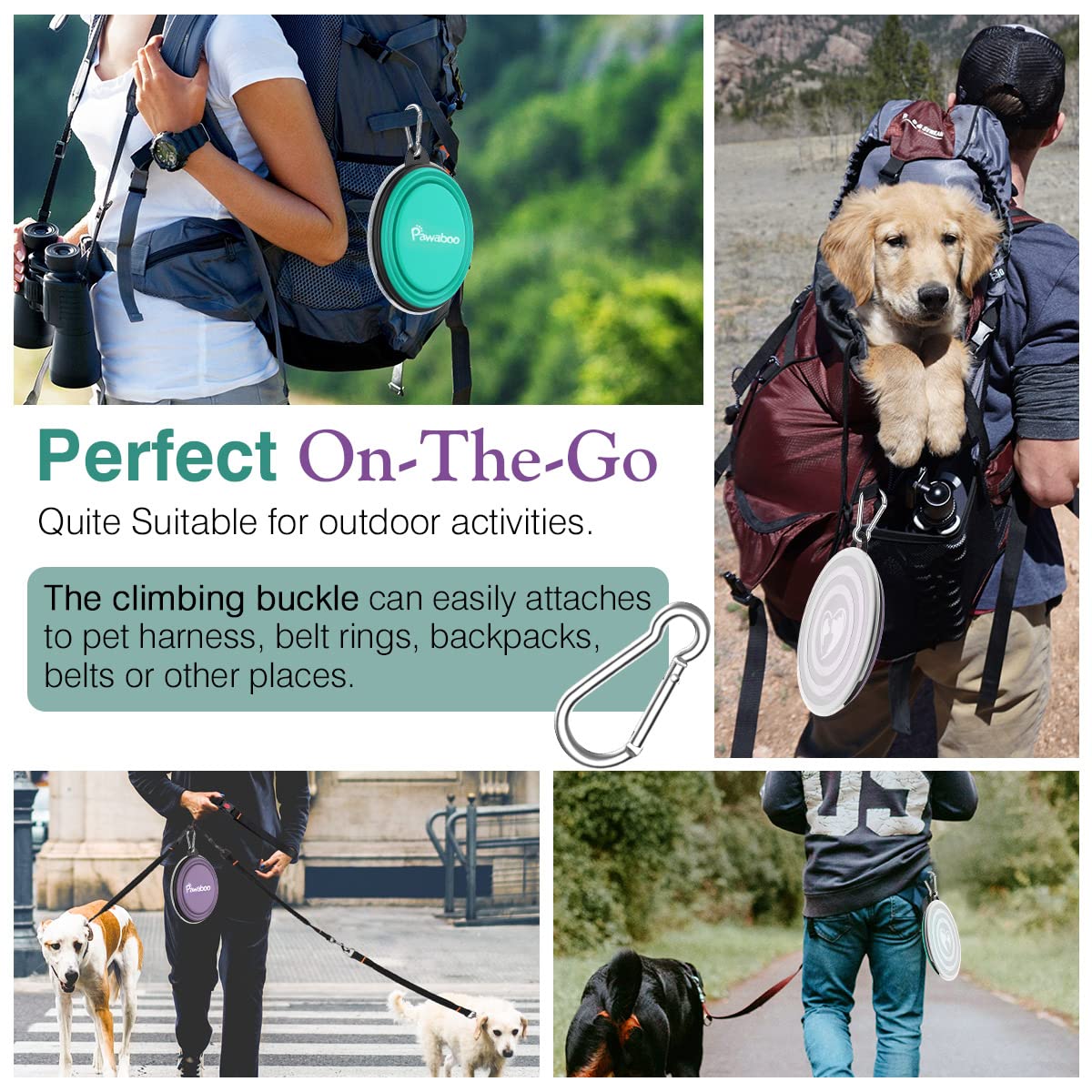 Pawaboo bol d'eau et nourriture pliable, adapté pour petites races.