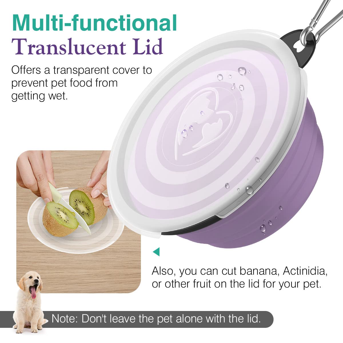 Pawaboo bol pliable avec mousqueton, facile à accrocher lors des sorties.