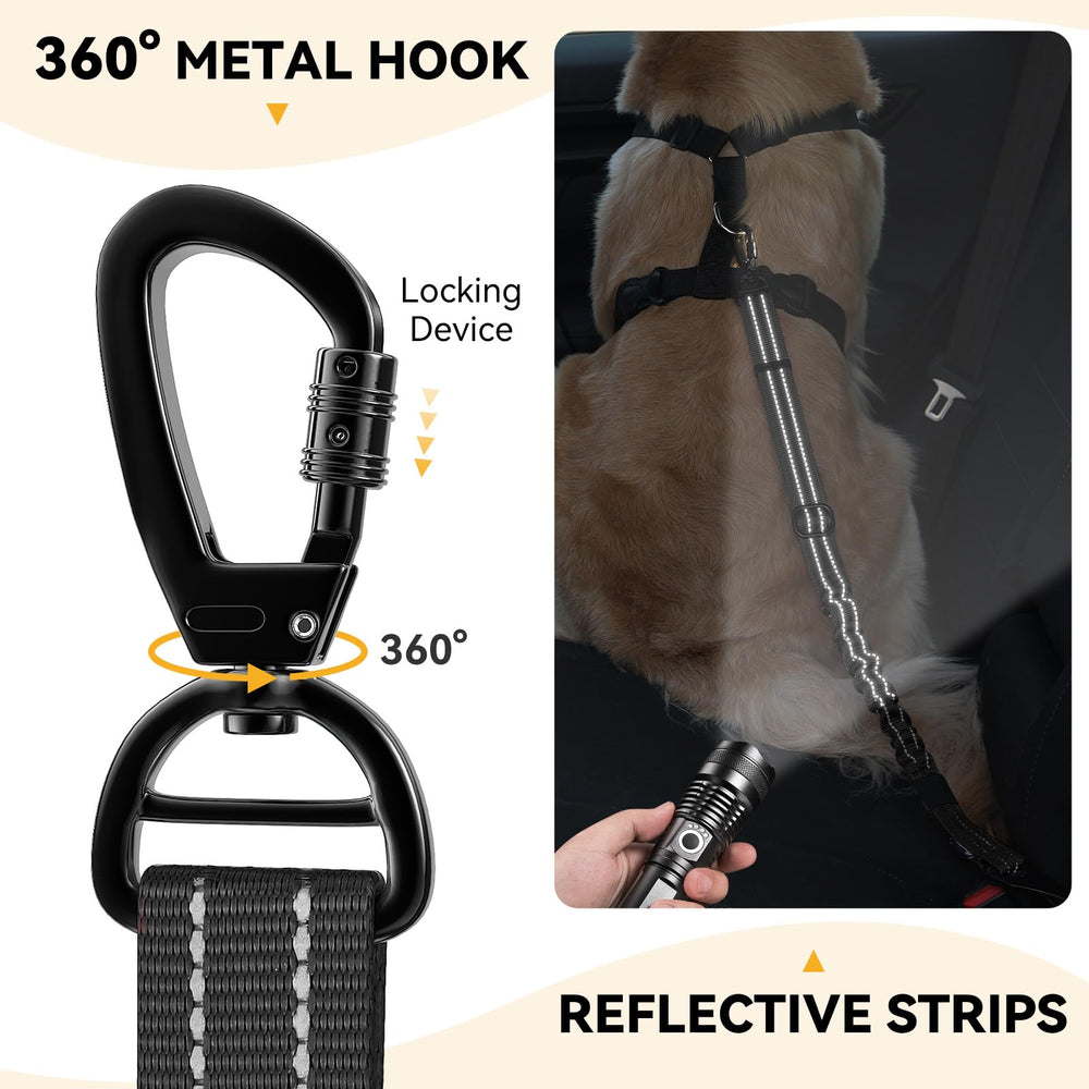 Pawaboo ceinture chien voiture avec bungee amortisseur pour des trajets plus doux.