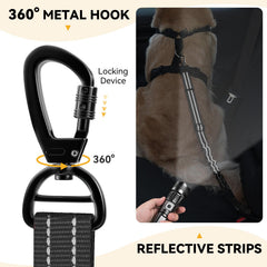Pawaboo ceinture chien voiture avec bungee amortisseur pour des trajets plus doux.