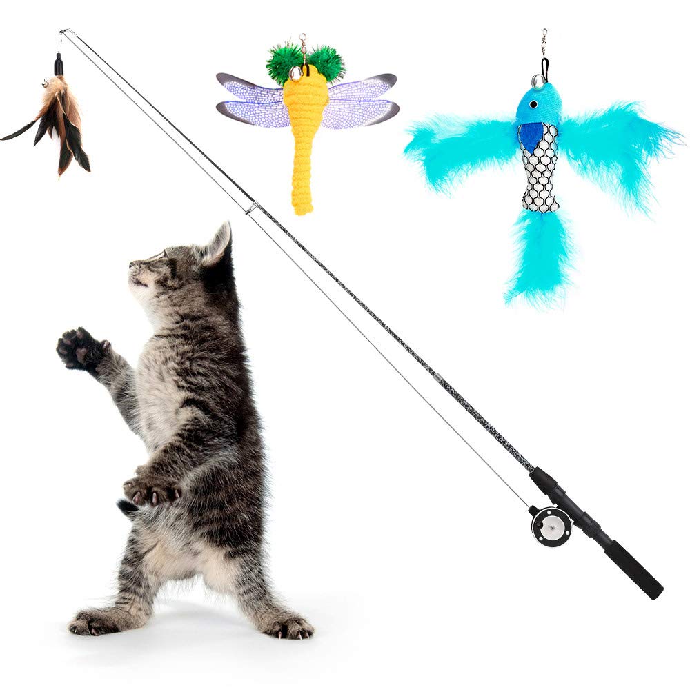 Pawaboo Chat – baguette poisson rétractable pour stimulation et jeu actif.