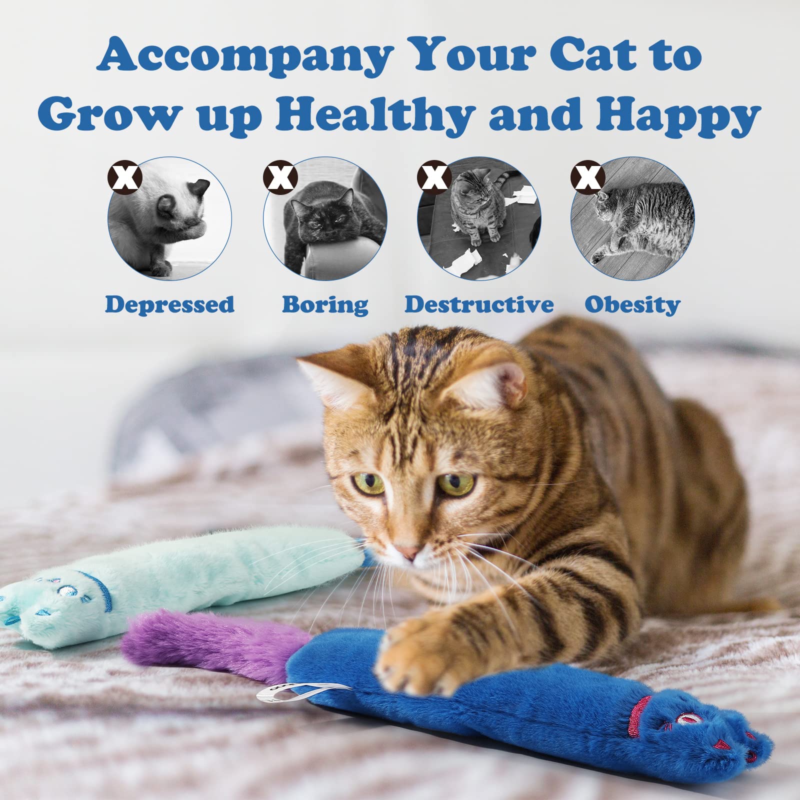 Pawaboo: jouet chat doux avec rembourrage durable et sûr