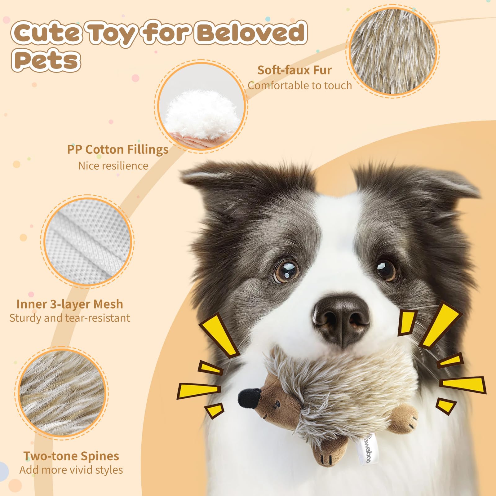 Détail du sifflet intégré Pawaboo hérisson, qui attire l’attention du chien.