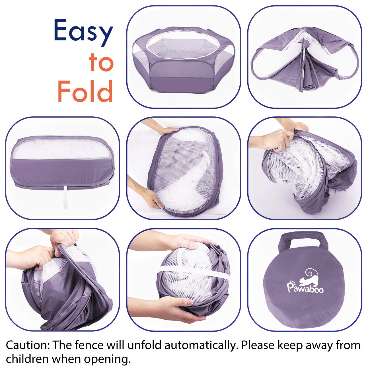 Pawaboo playpen avec couvercle zippé, protection et nettoyage faciles.