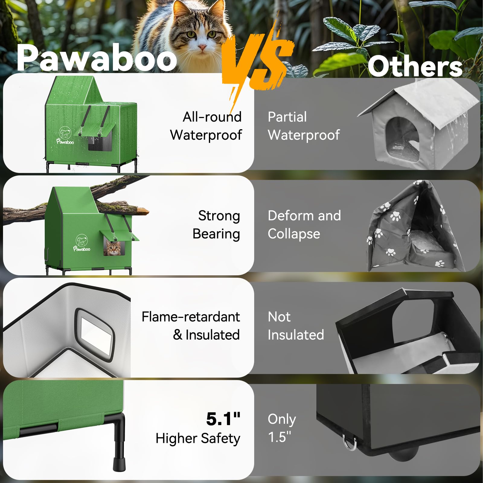 Pawaboo structure stable avec piquets et bandes reflectissantes nocturnes.