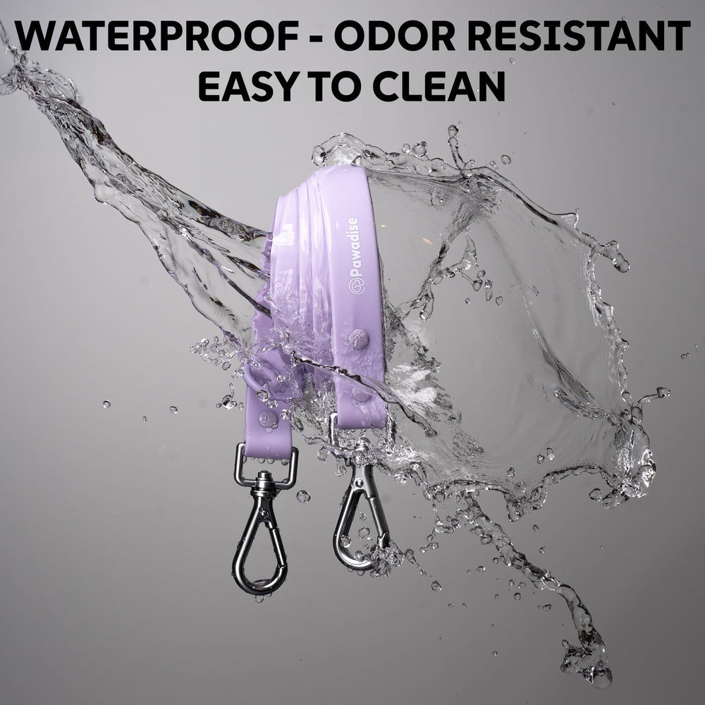 Ensemble Harnais-Collier-Laisse Pawadise Lilas, confort durable pour chiens actifs.