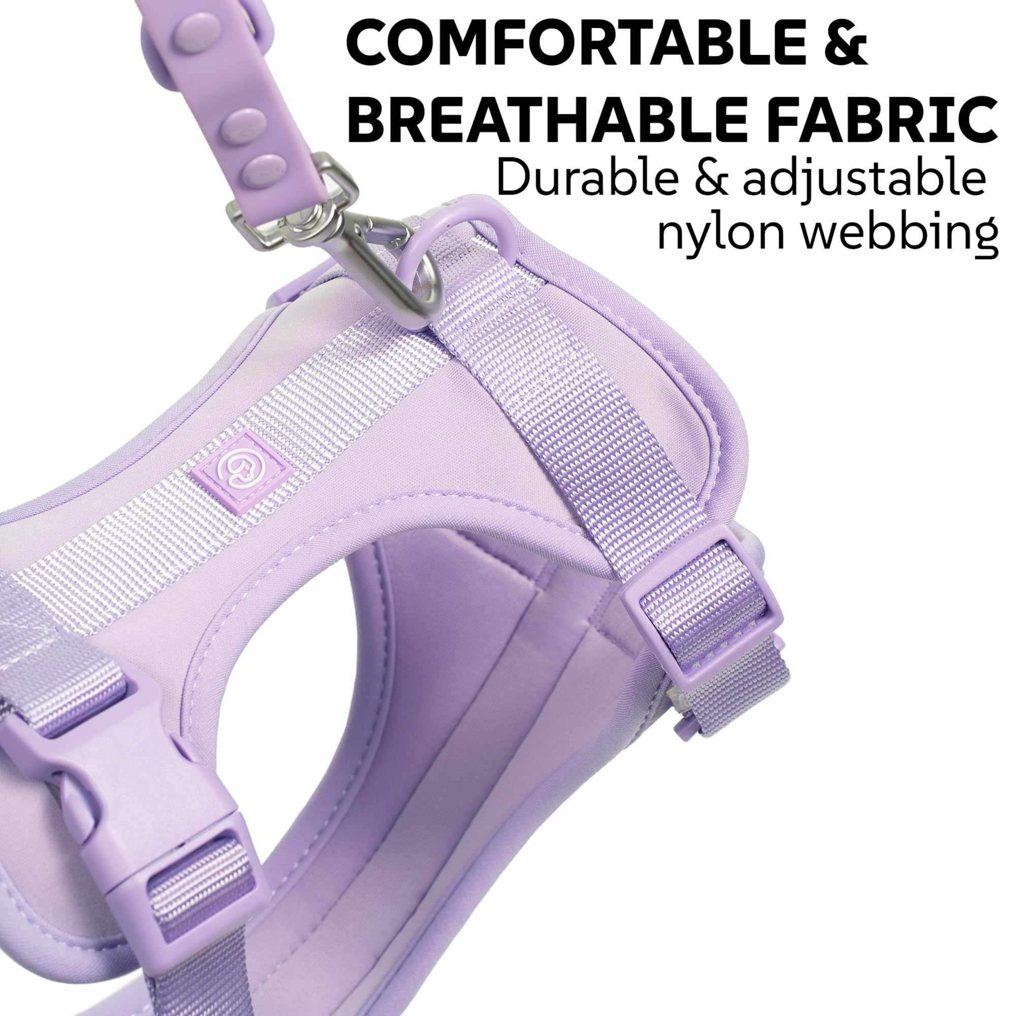 Harnais Pawadise Lilas avec 3 attaches, contrôle polyvalent lors des sorties.
