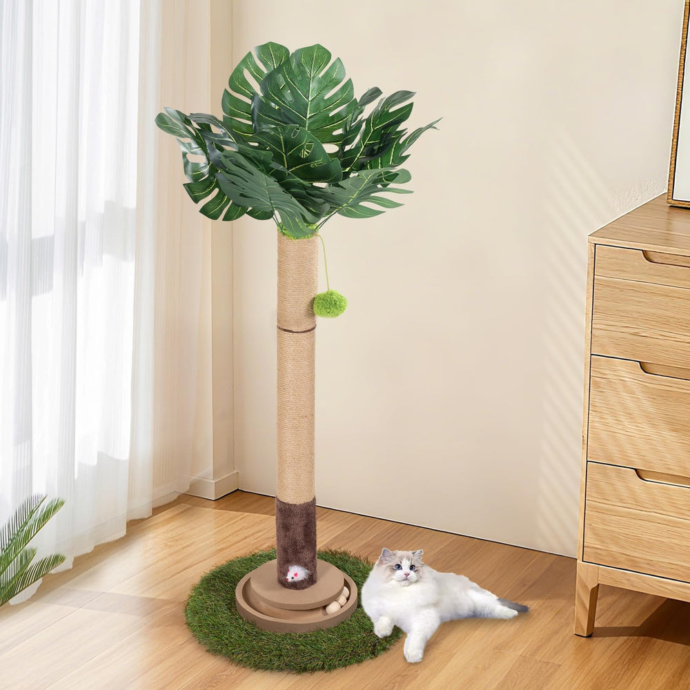 pawalaya griffoir arbre chat monstera 105 cm, griffage naturel et détente