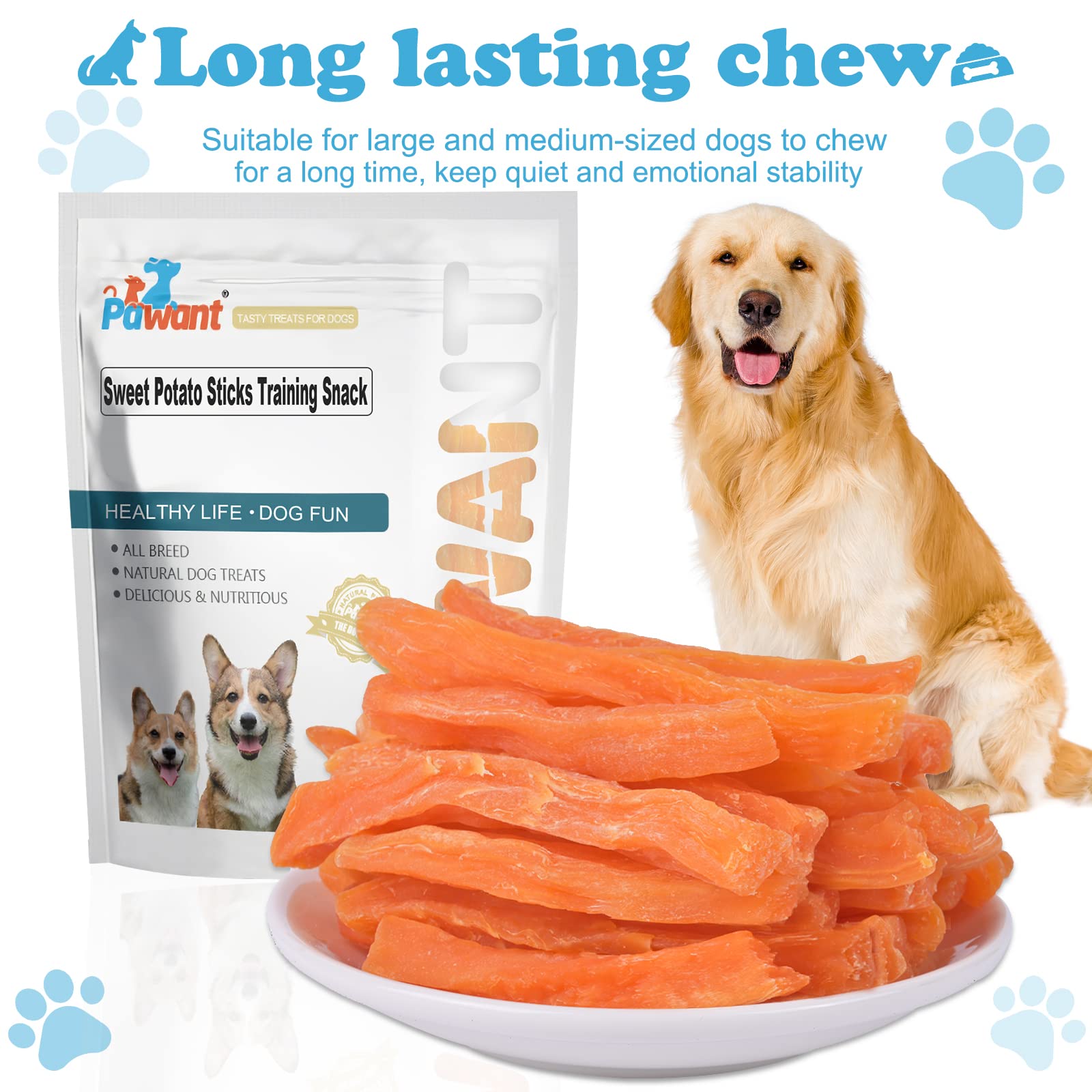 Pawant bâtonnets patate douce pour tous les chiens, polyvalents.