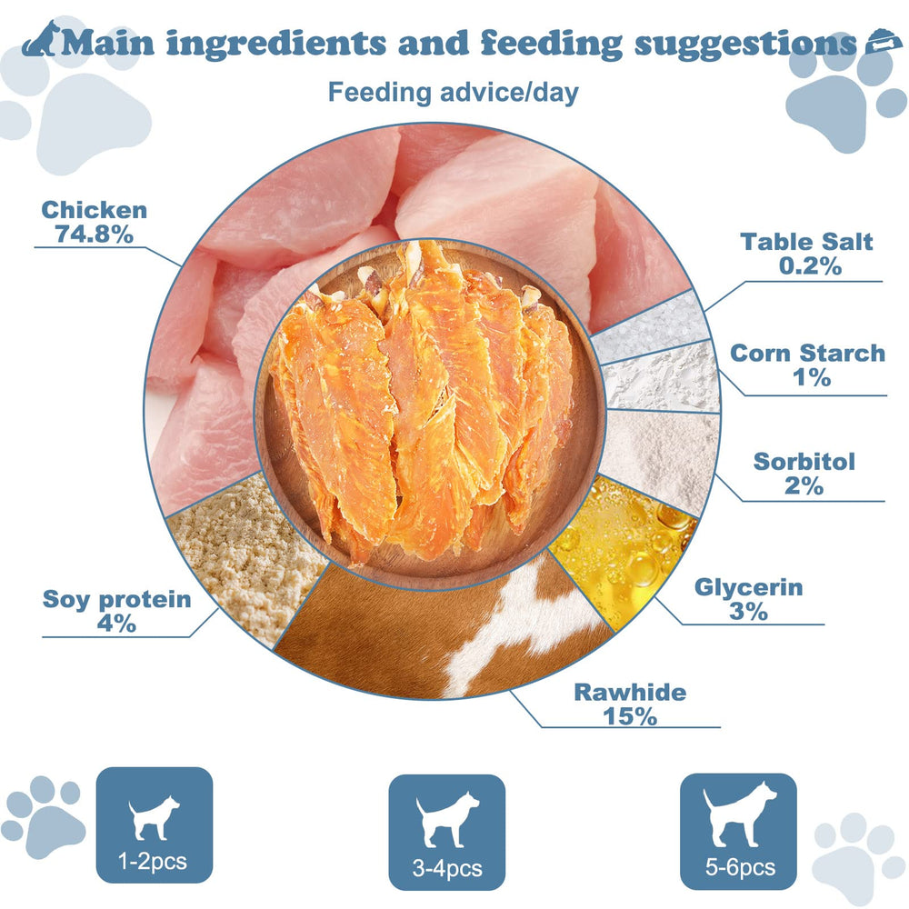 Pawant bâtonnets poulet jerky format petit chien environ 10 à 11 cm.
