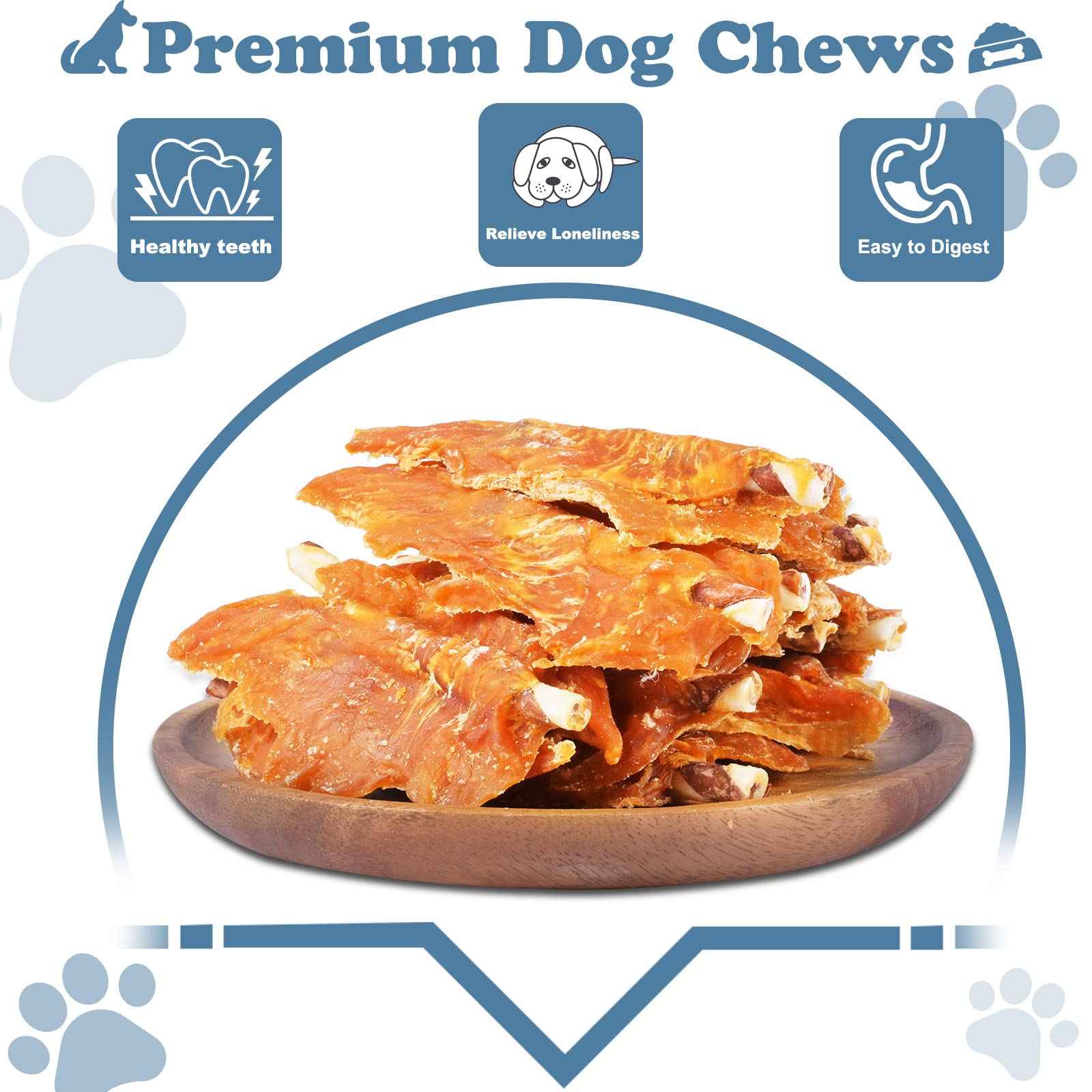 Pawant bâtonnets poulet jerky texture mordillage durable pour chiens.