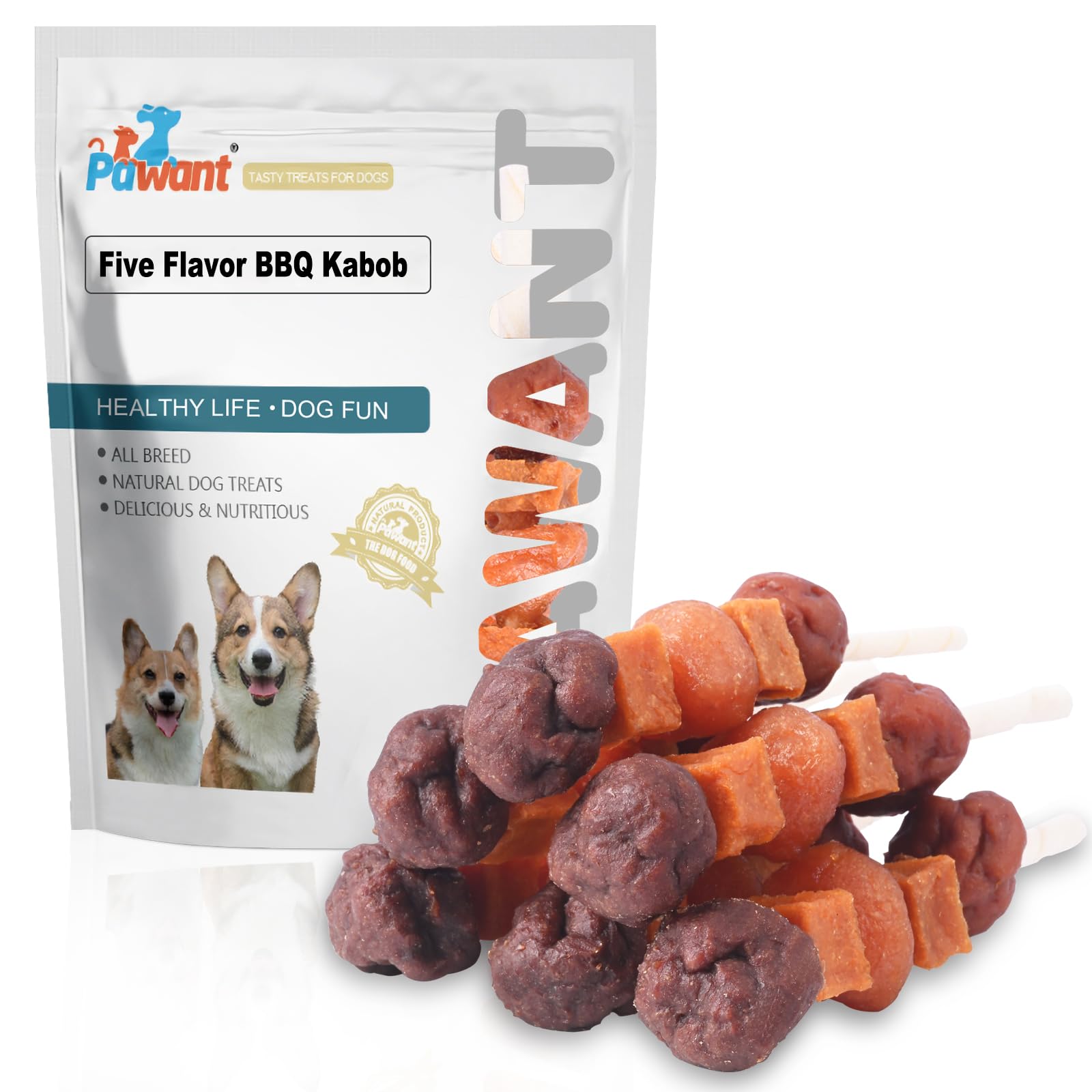 Friandises Pawant, brochettes saveurs multi-ingredients, récompense gourmande pour entraînement canin.