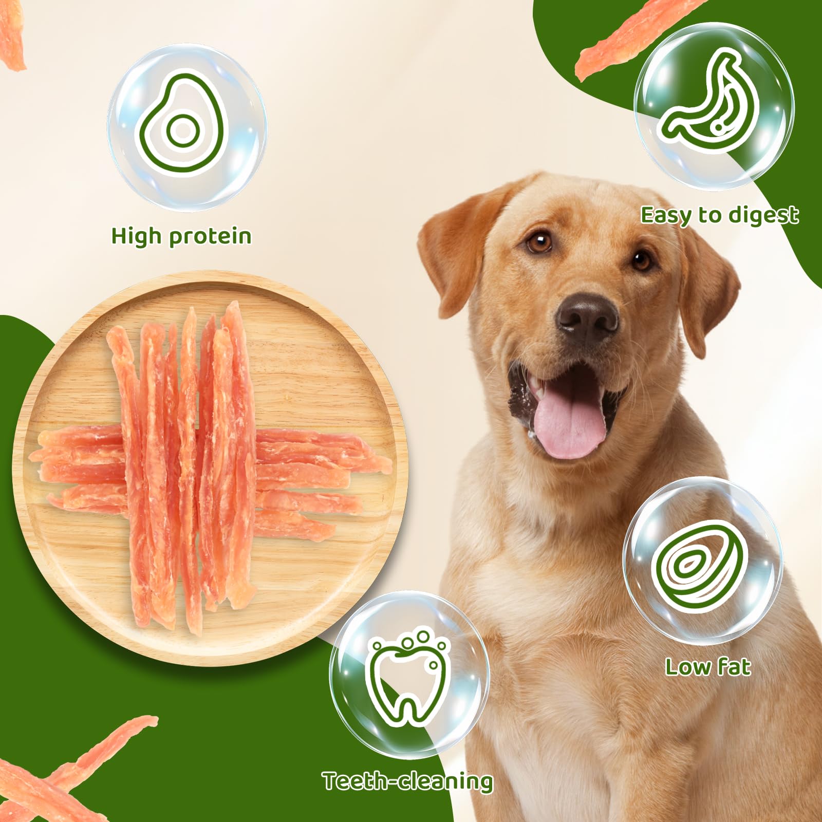 Pawant chien mordant tranche poulet – parfaites pour des sessions de jeu et de mastication.