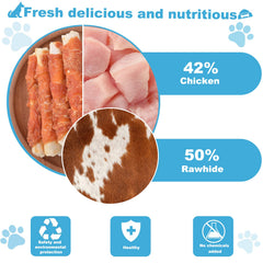 Pawant friandises poulet enrobé, idéal pour l’entretien dentaire et la récompense.